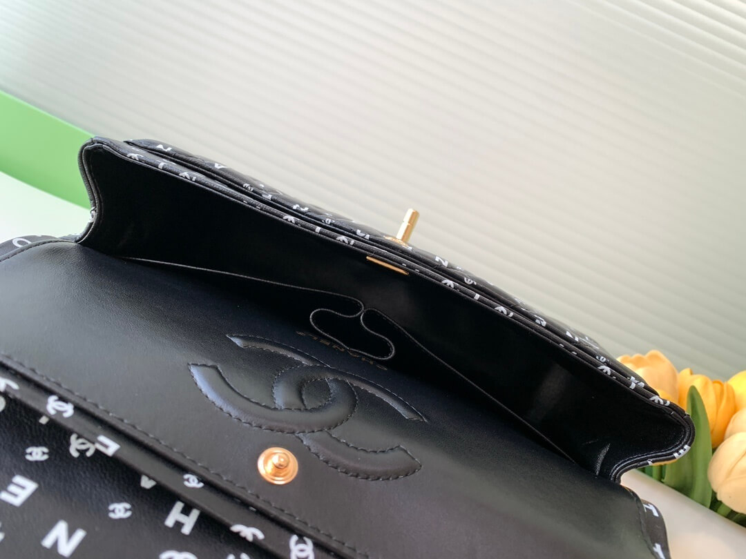 Chanel Medium Classic Double Logo Printed Flap Calfskin Leather with Gold-tone Hardware Shoulder Bag - Image 5