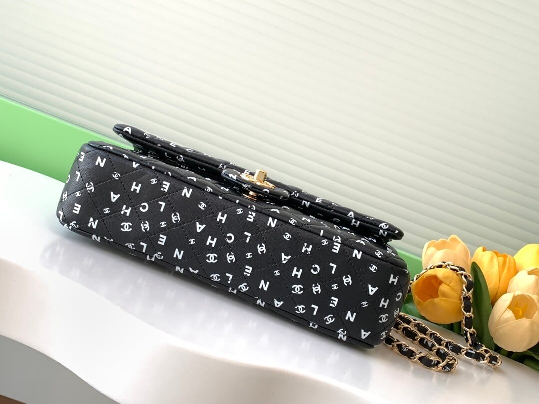 Chanel Medium Classic Double Logo Printed Flap Calfskin Leather with Gold-tone Hardware Shoulder Bag - Image 9