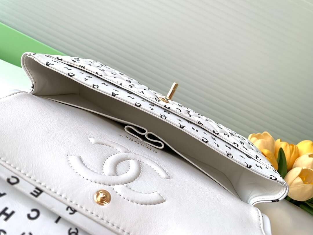 Chanel Medium Classic Double Logo Printed Flap Calfskin Leather with Gold-tone Hardware Shoulder Bag - Image 14