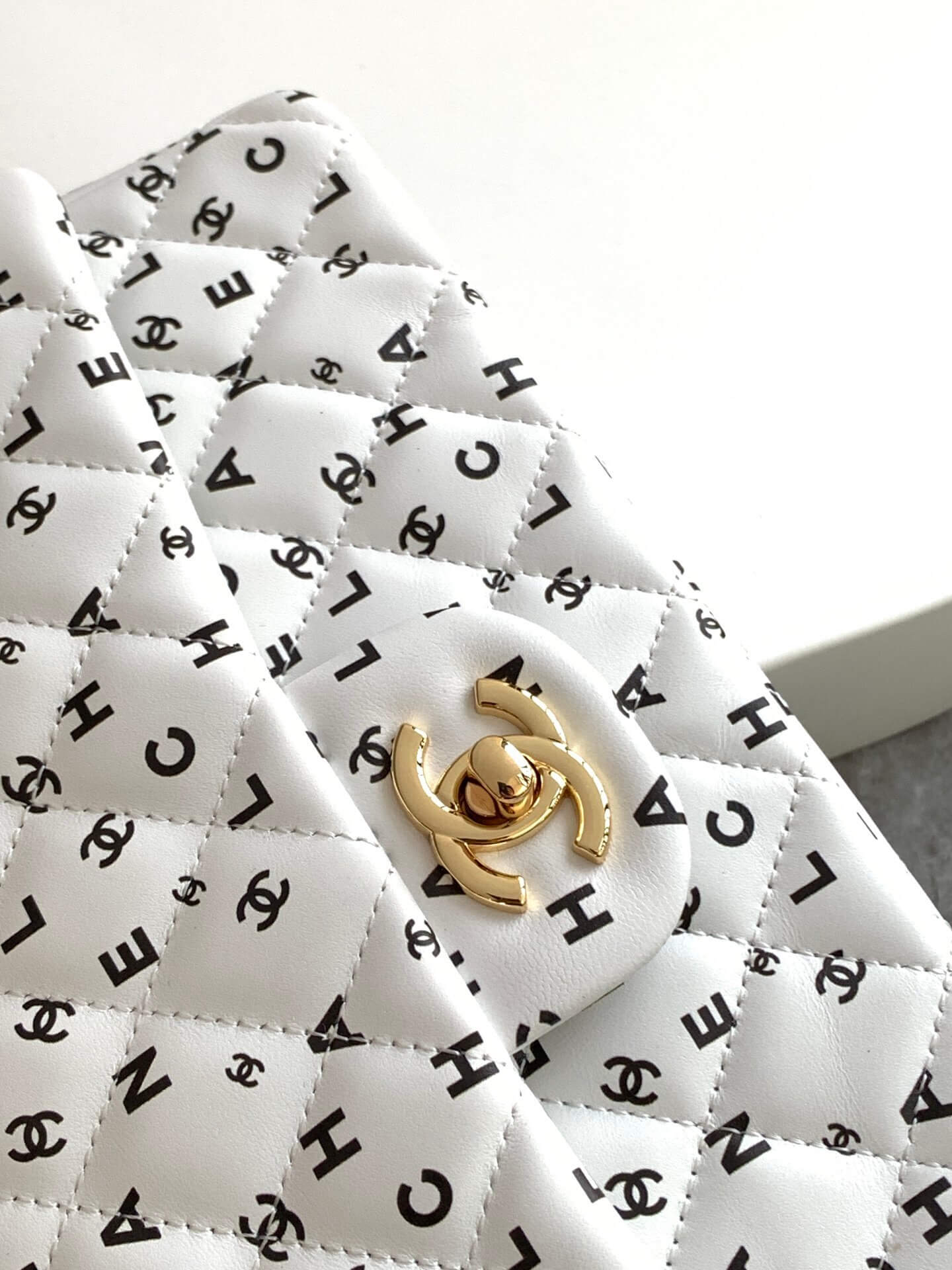 Chanel Medium Classic Double Logo Printed Flap Calfskin Leather with Gold-tone Hardware Shoulder Bag - Image 16