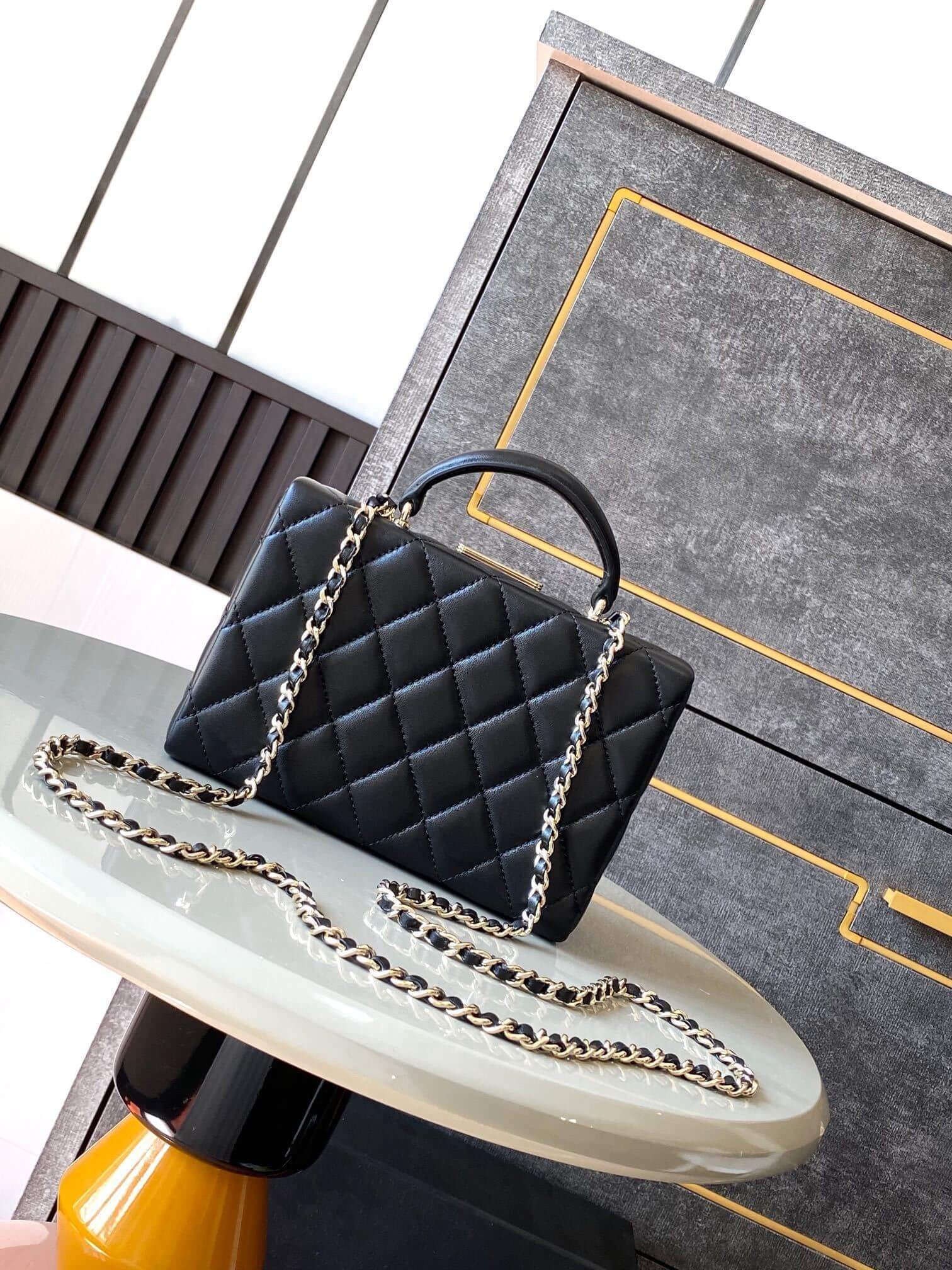 Chanel Mini - Small Flap Bag with a Top Handle Quilted Lambskin Leather Shoulder Crossbody Handbag - Image 2
