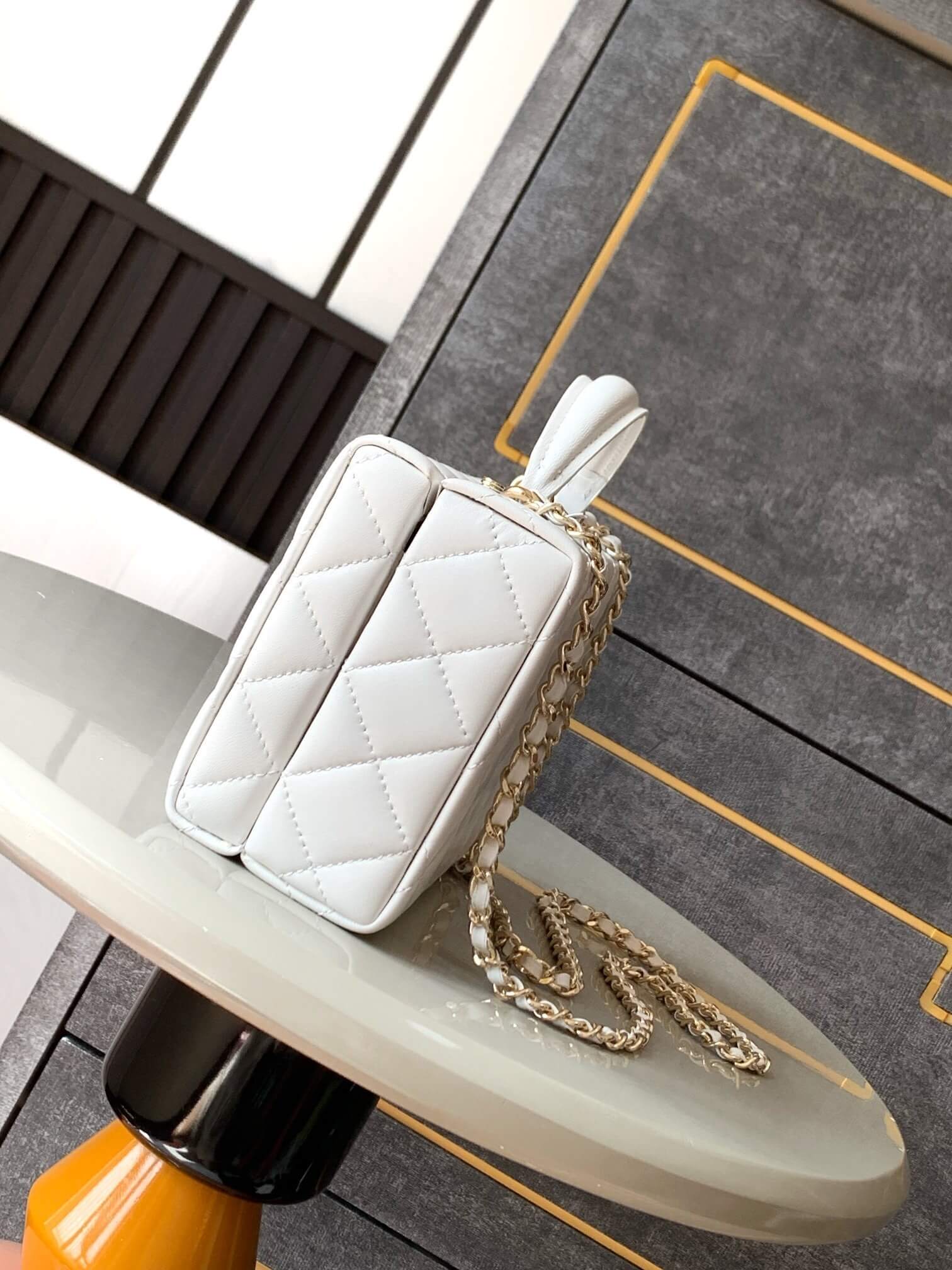 Chanel Mini - Small Flap Bag with a Top Handle Quilted Lambskin Leather Shoulder Crossbody Handbag - Image 26