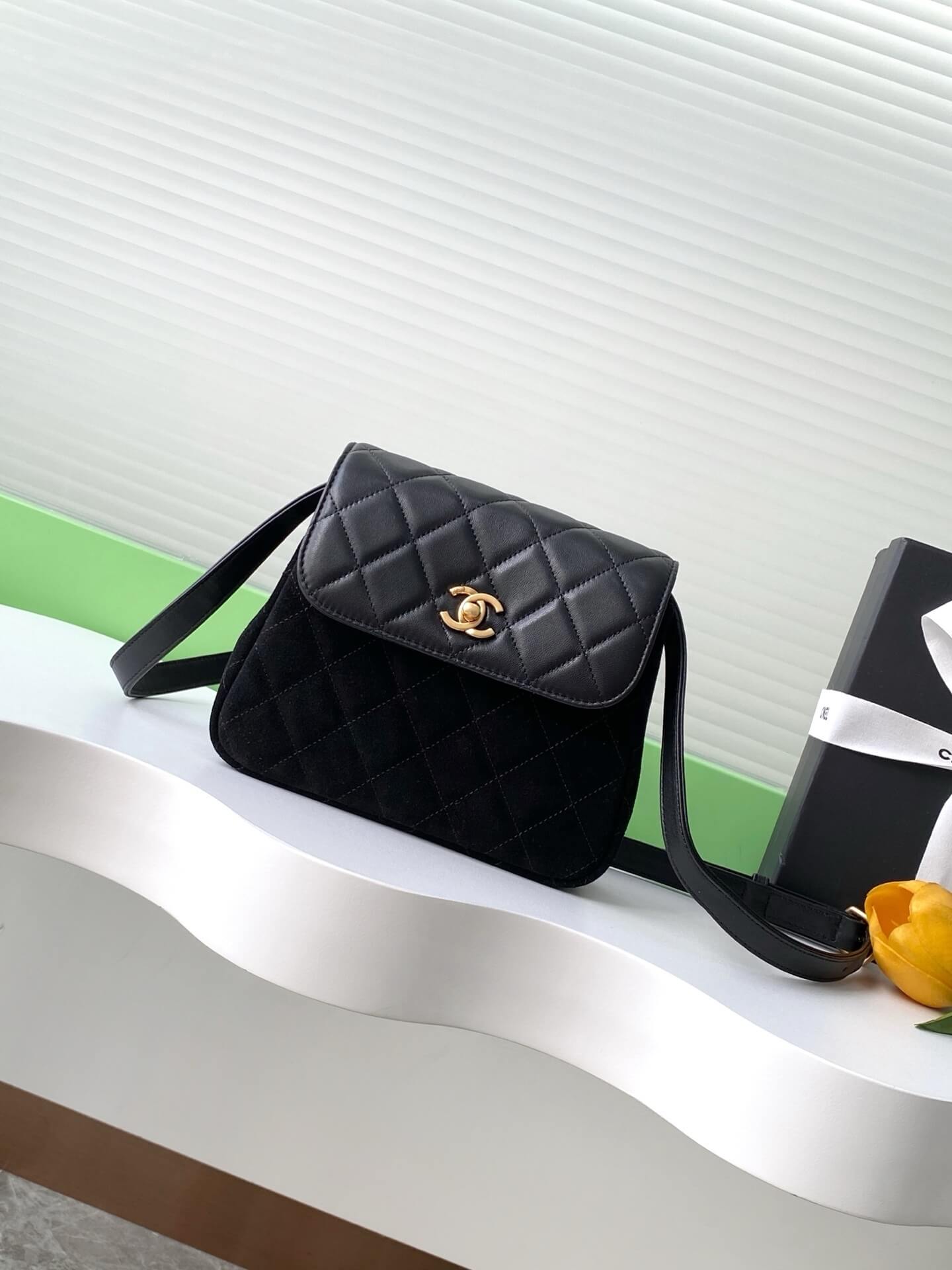 Chanel Mini Flap Suede & Quilted Lambskin Leather Shoulder Crossbody Bag - Image 19