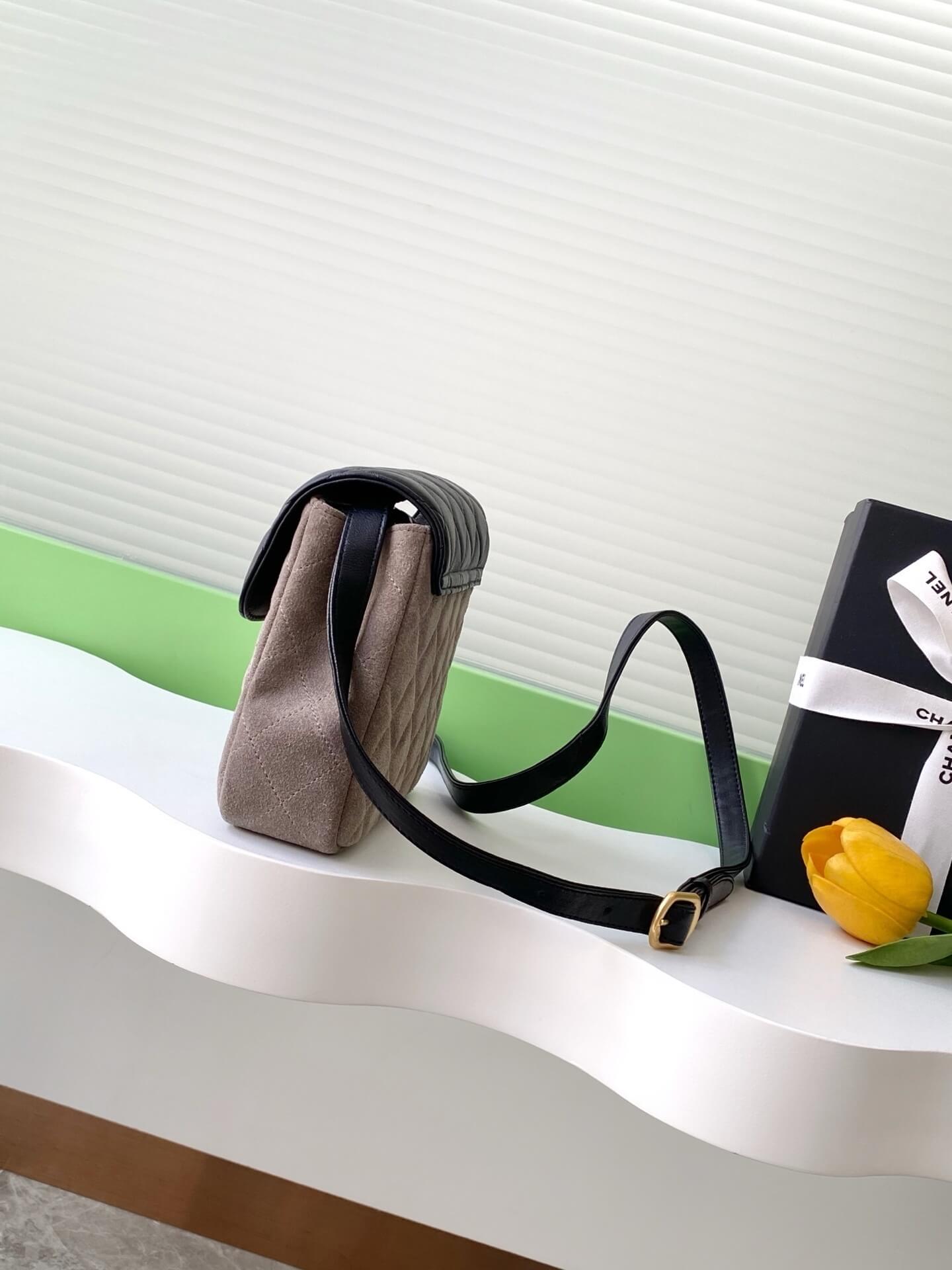 Chanel Mini Flap Suede & Quilted Lambskin Leather Shoulder Crossbody Bag - Image 17