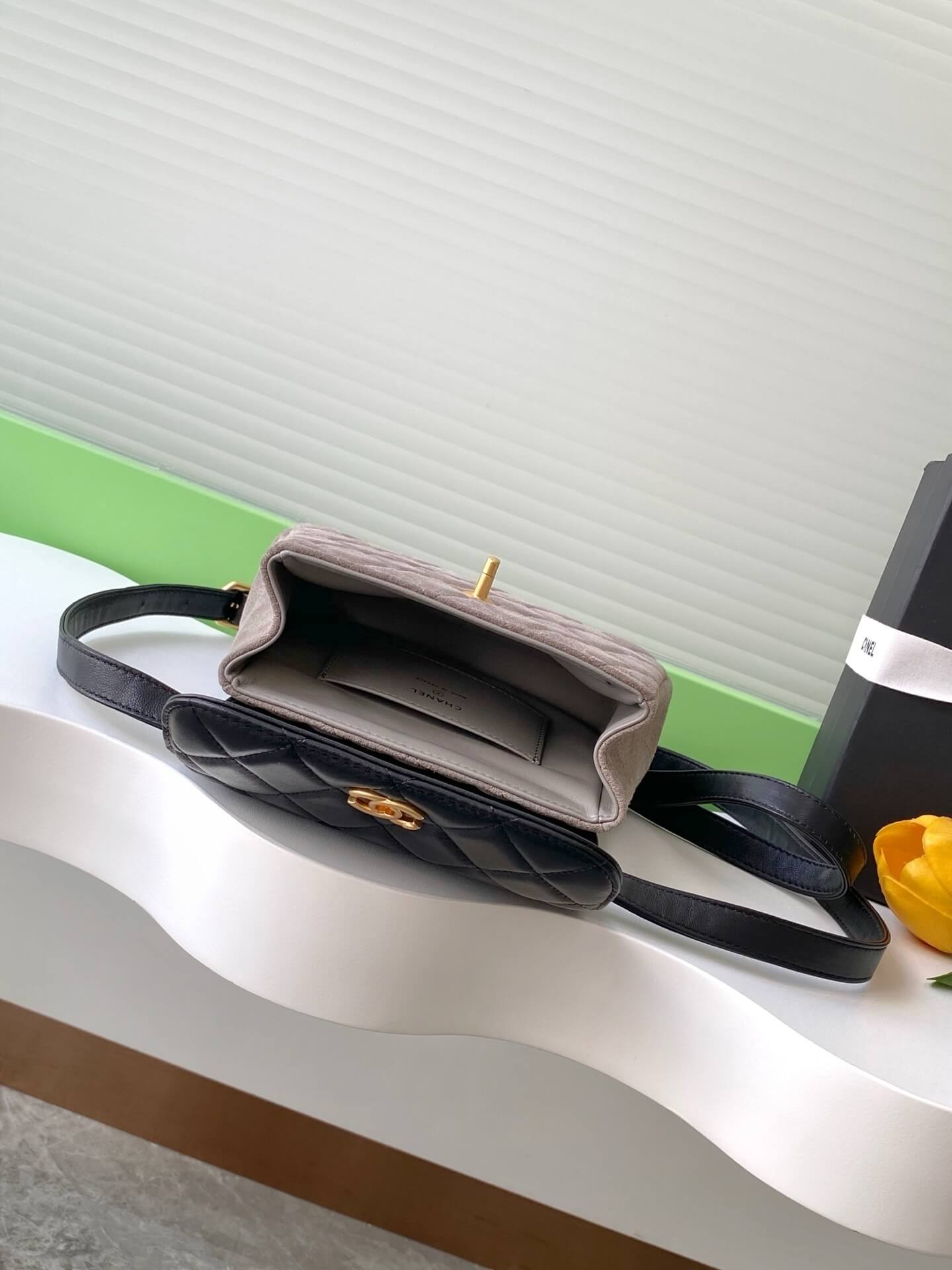 Chanel Mini Flap Suede & Quilted Lambskin Leather Shoulder Crossbody Bag - Image 12