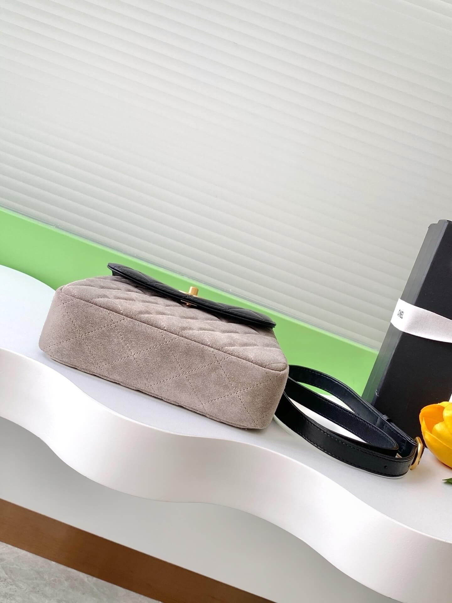 Chanel Mini Flap Suede & Quilted Lambskin Leather Shoulder Crossbody Bag - Image 18