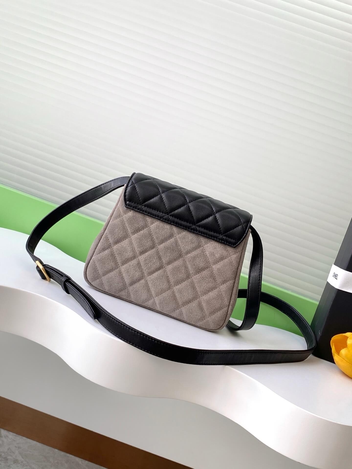 Chanel Mini Flap Suede & Quilted Lambskin Leather Shoulder Crossbody Bag - Image 11