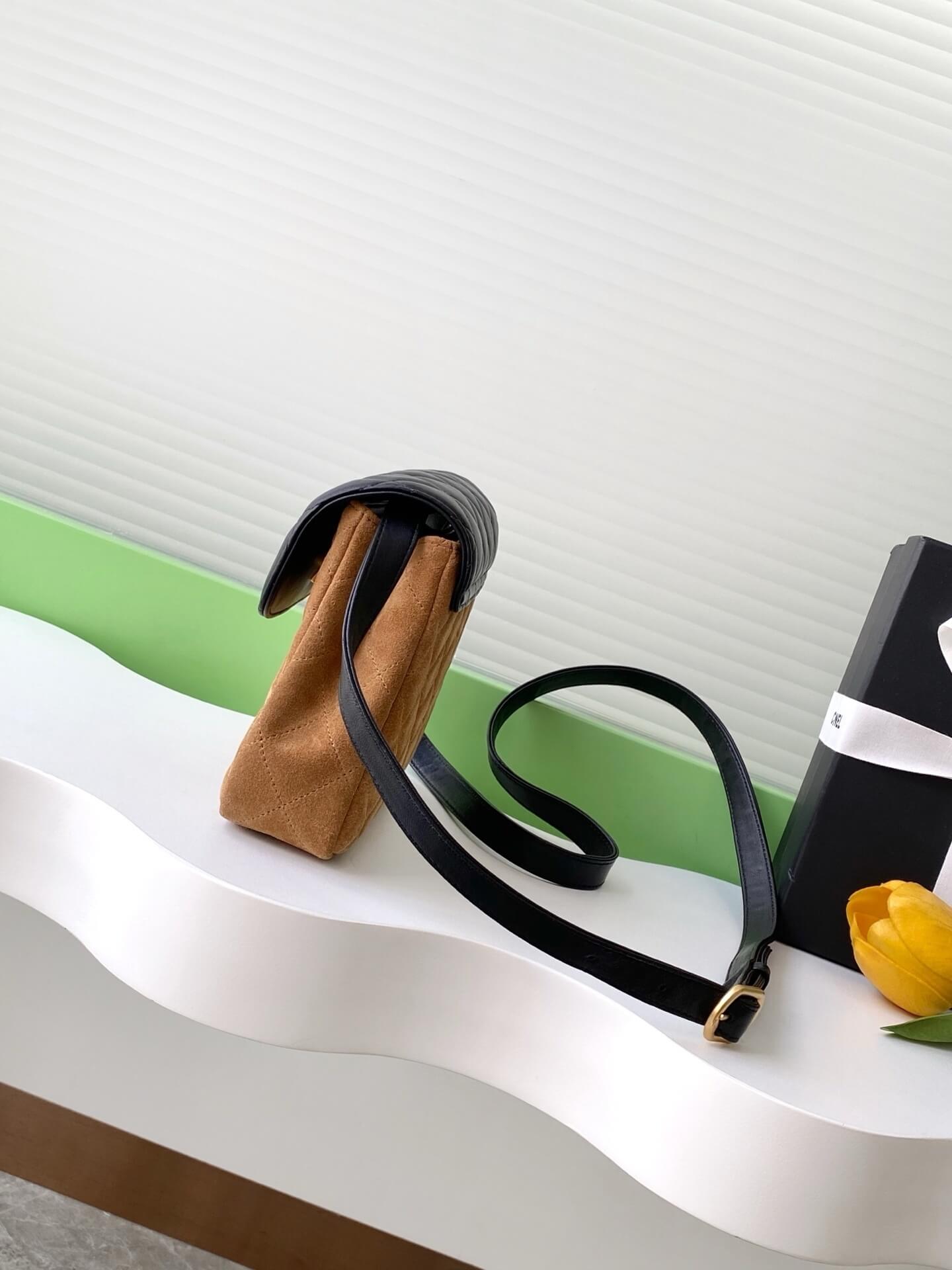 Chanel Mini Flap Suede & Quilted Lambskin Leather Shoulder Crossbody Bag - Image 8