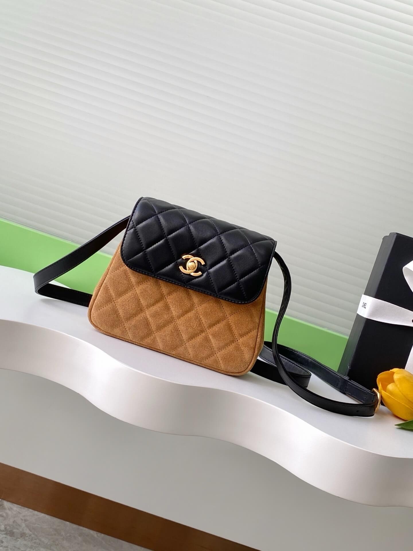 Chanel Mini Flap Suede & Quilted Lambskin Leather Shoulder Crossbody Bag