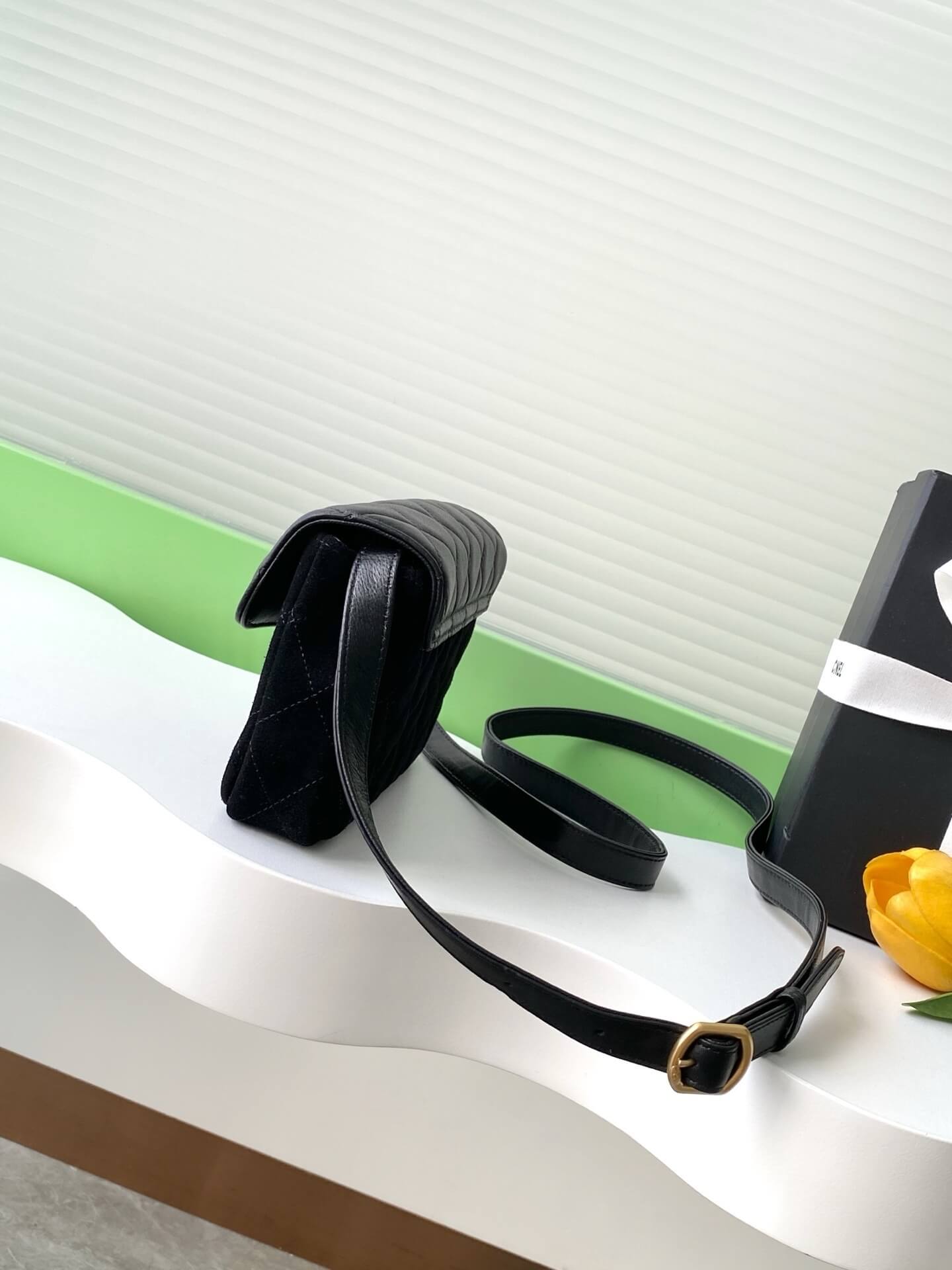 Chanel Mini Flap with Chain Suede & Lambskin Leather Shoulder Crossbody Bag - Image 8