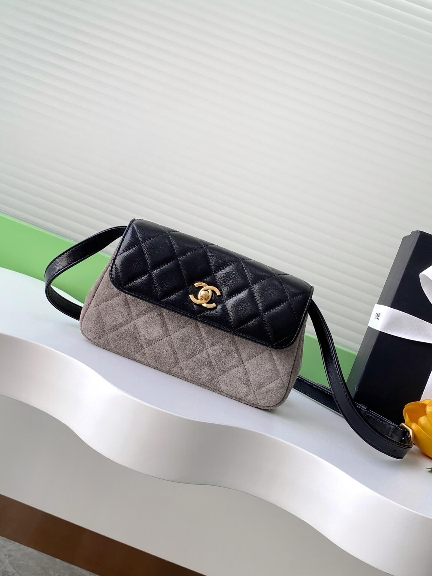 Chanel Mini Flap with Chain Suede & Lambskin Leather Shoulder Crossbody Bag - Image 19