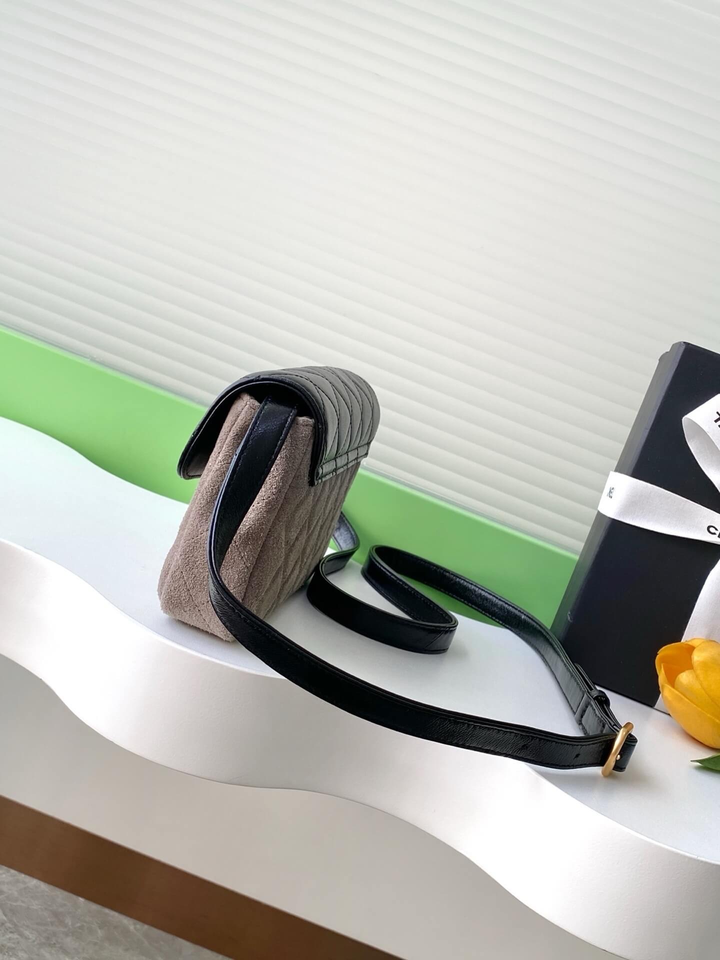 Chanel Mini Flap with Chain Suede & Lambskin Leather Shoulder Crossbody Bag - Image 26