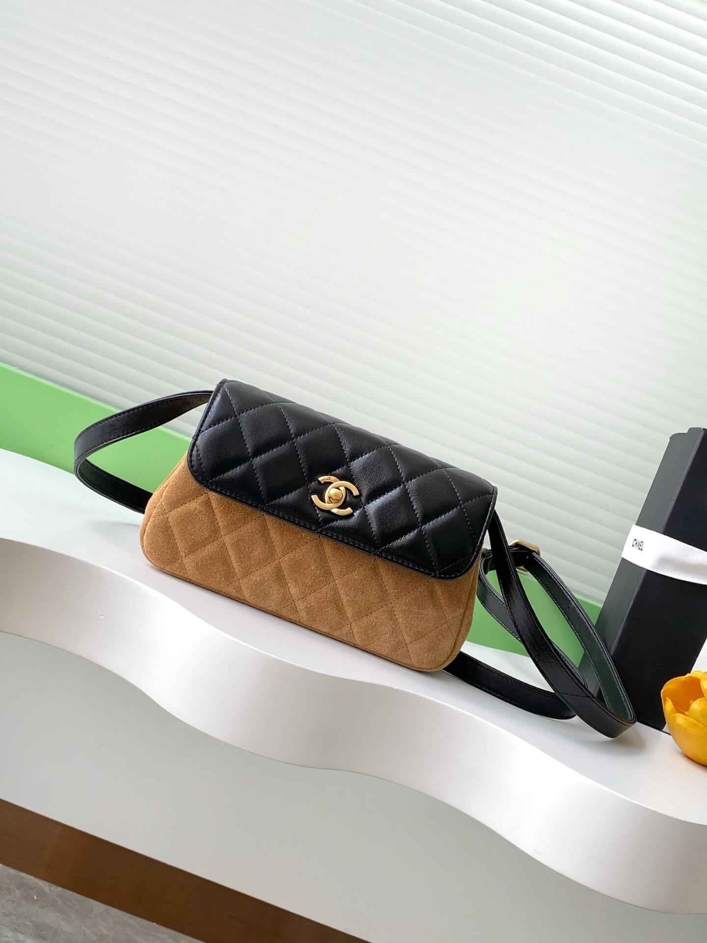 Chanel Mini Flap with Chain Suede & Lambskin Leather Shoulder Crossbody Bag - Image 10