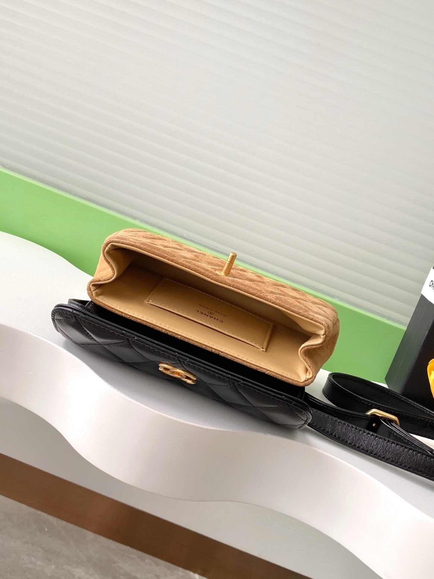 Chanel Mini Flap with Chain Suede & Lambskin Leather Shoulder Crossbody Bag - Image 12