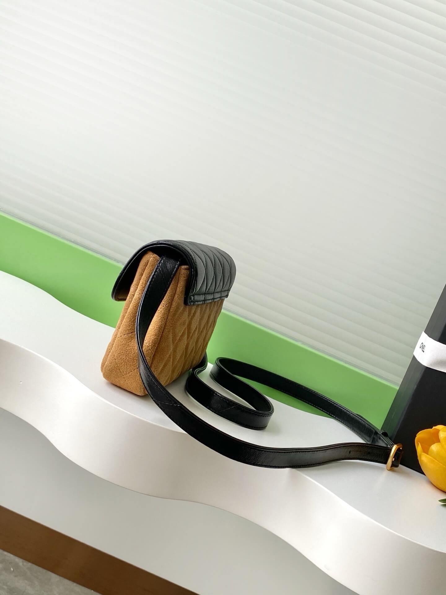 Chanel Mini Flap with Chain Suede & Lambskin Leather Shoulder Crossbody Bag - Image 17