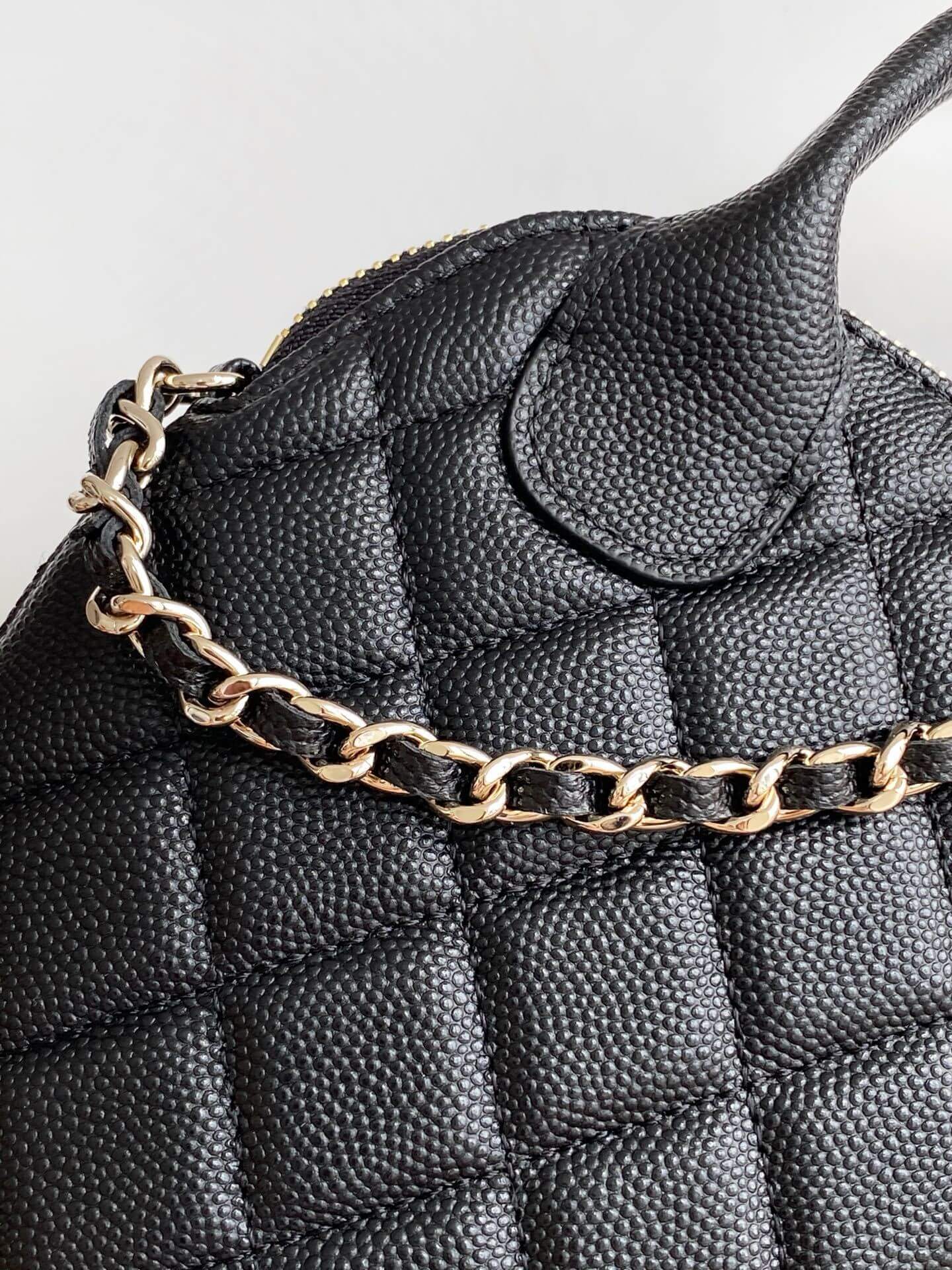 Chanel Mini Top Handle Clutch with Chain Suede Calfskin & Shiny Lambskin / Caviar Leather Shoulder Crossbody Handbag - Image 34