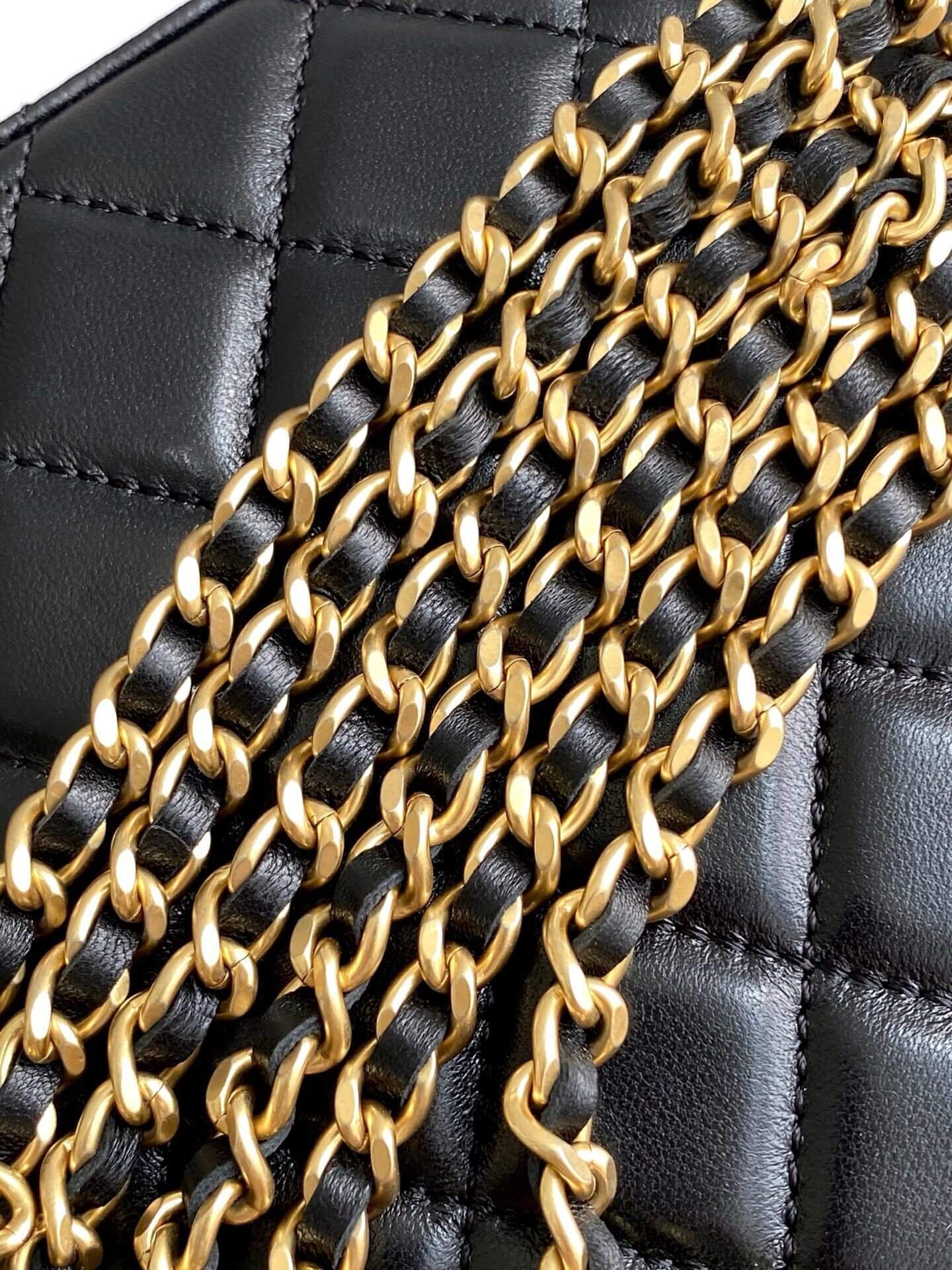 Chanel Mini Top Handle Clutch with Chain Suede Calfskin & Shiny Lambskin / Caviar Leather Shoulder Crossbody Handbag - Image 17