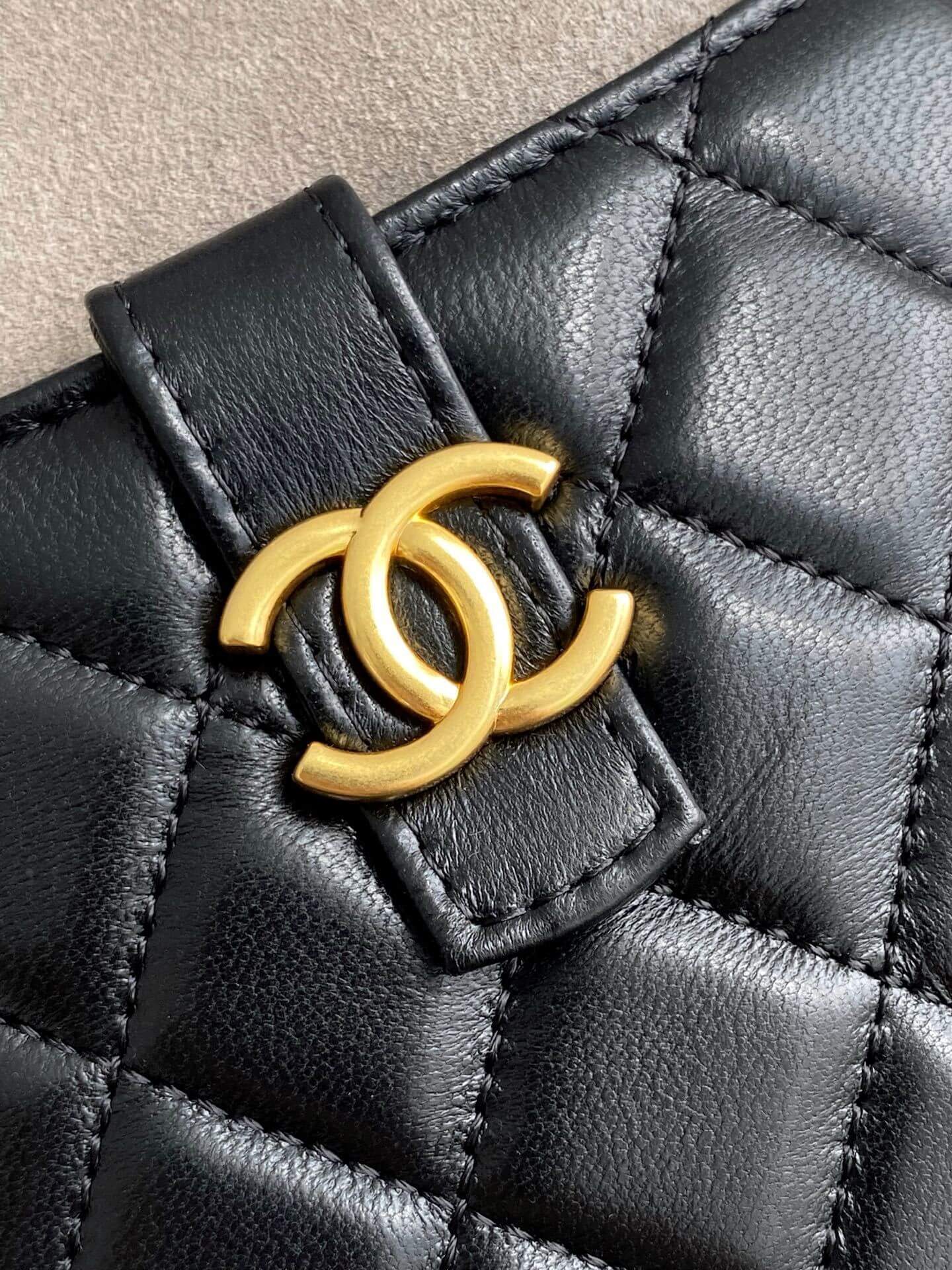 Chanel Mini Top Handle Clutch with Chain Suede Calfskin & Shiny Lambskin / Caviar Leather Shoulder Crossbody Handbag - Image 8