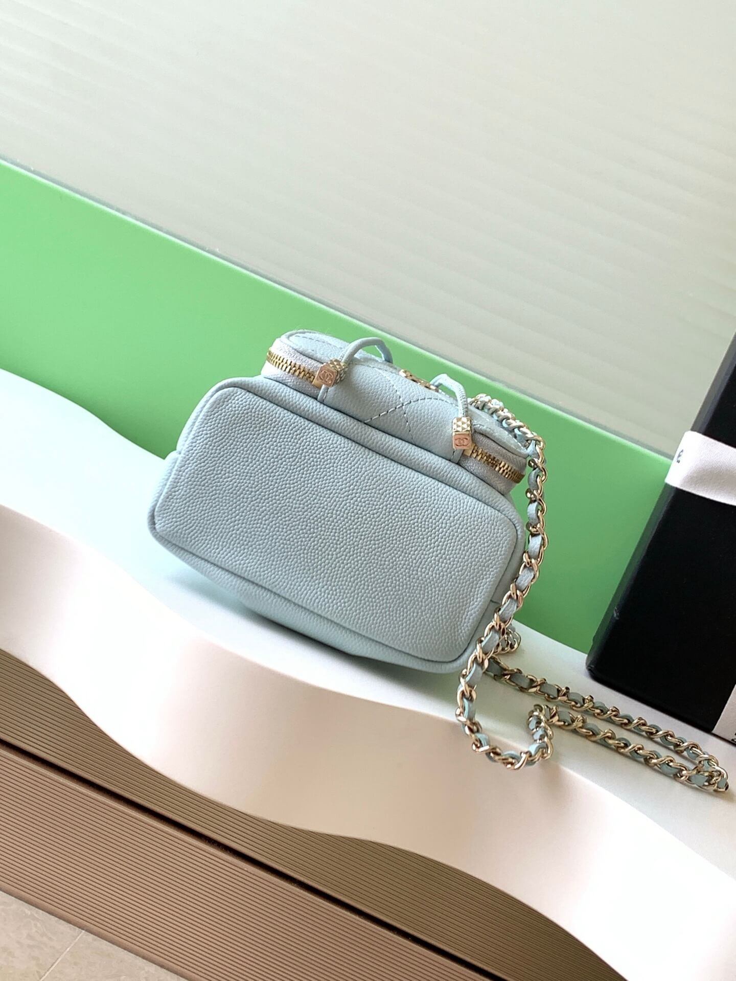 Chanel Mini Top Handle Drawstring Bucket Caviar Leather Shoulder Crossbody Handbag - Image 34