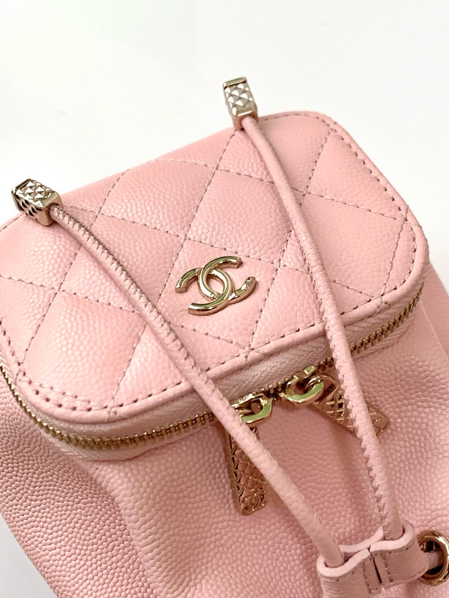 Chanel Mini Top Handle Drawstring Bucket Caviar Leather Shoulder Crossbody Handbag - Image 23