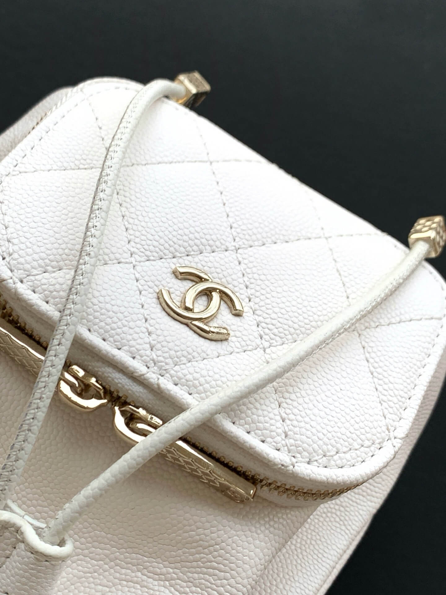 Chanel Mini Top Handle Drawstring Bucket Caviar Leather Shoulder Crossbody Handbag - Image 16