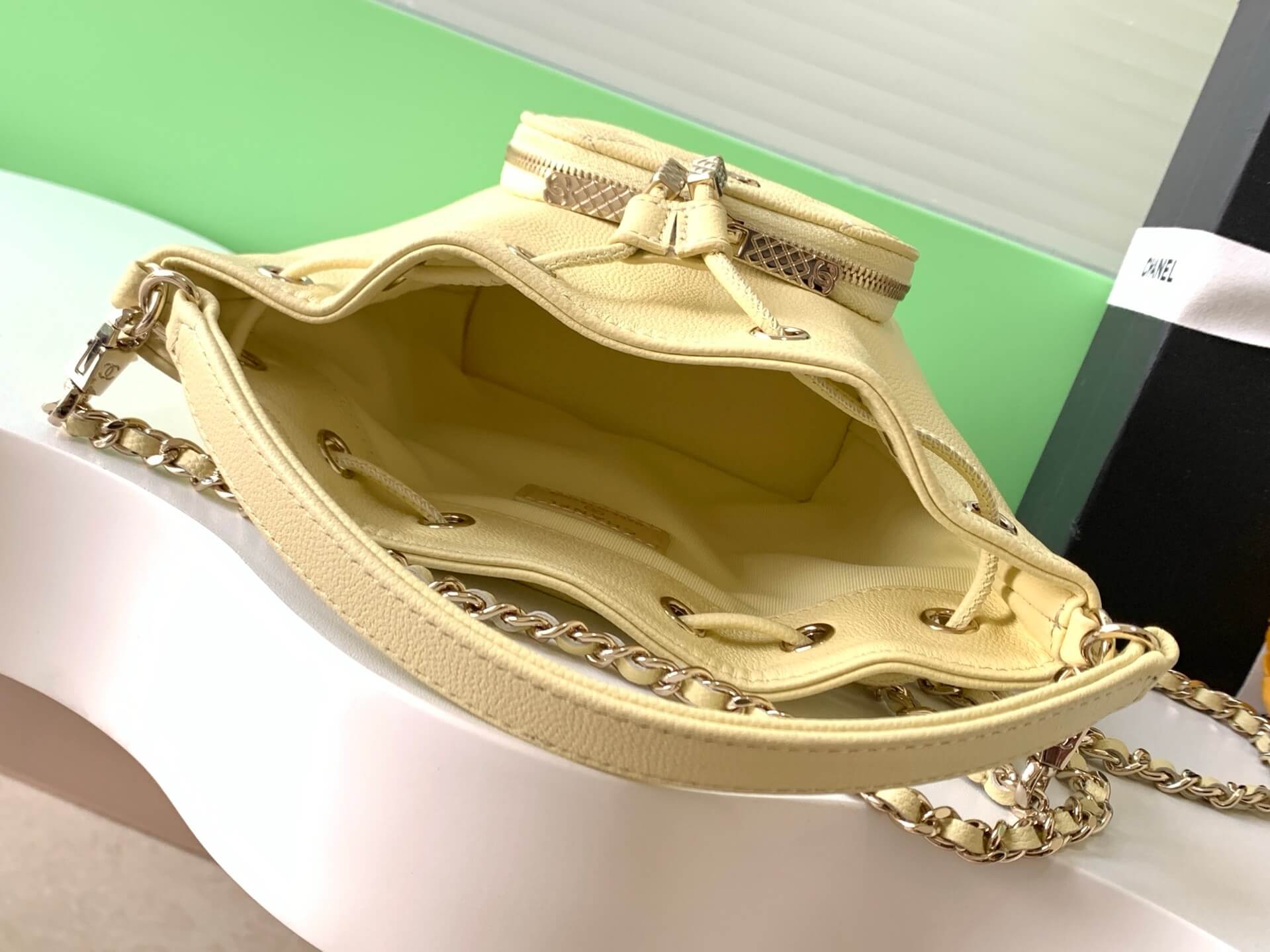 Chanel Mini Top Handle Drawstring Bucket Caviar Leather Shoulder Crossbody Handbag - Image 38