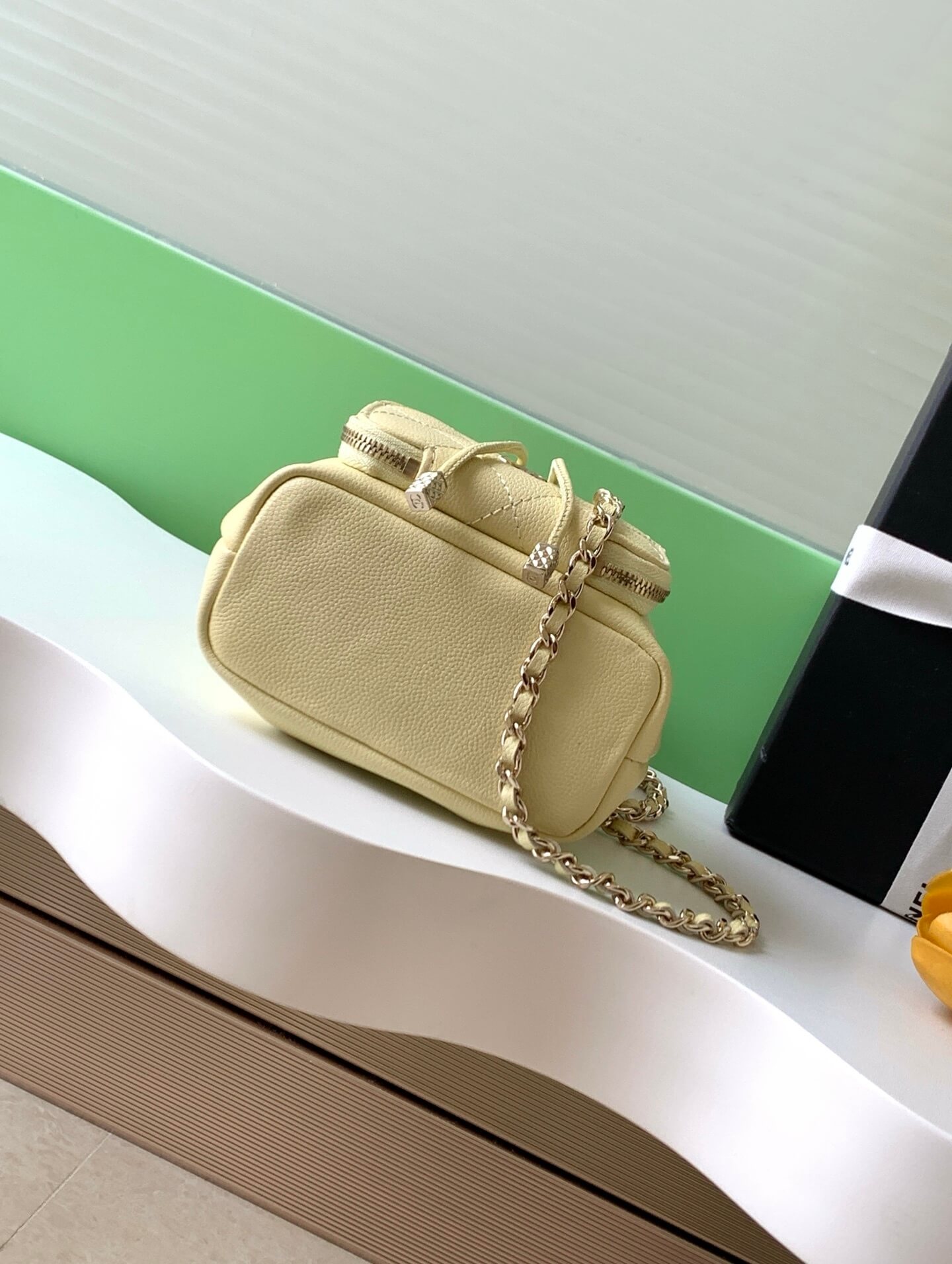 Chanel Mini Top Handle Drawstring Bucket Caviar Leather Shoulder Crossbody Handbag - Image 43