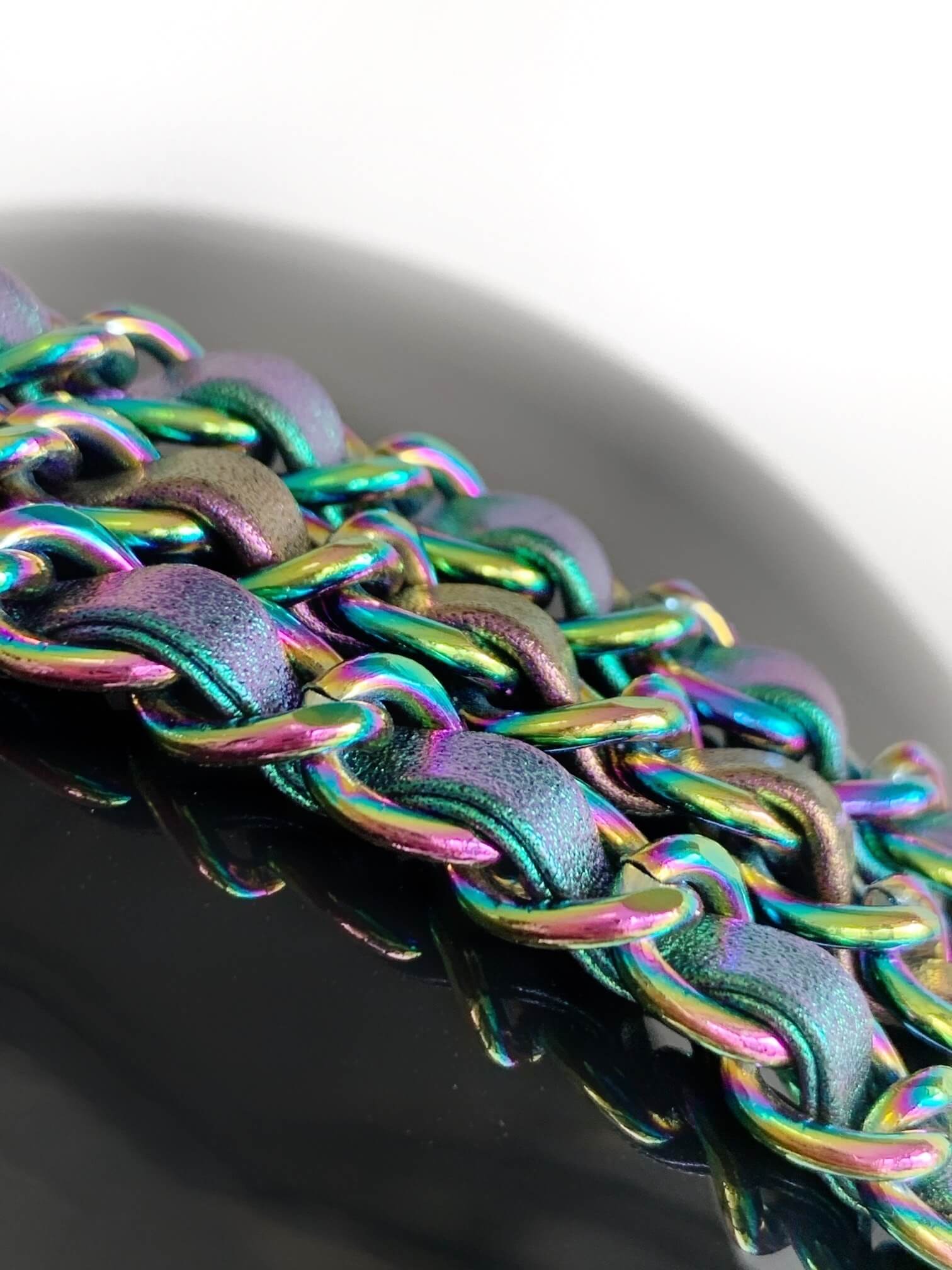 Chanel Oval Clutch with Iridescent Chain Shoulder Crossbody Bag Black - Image 7