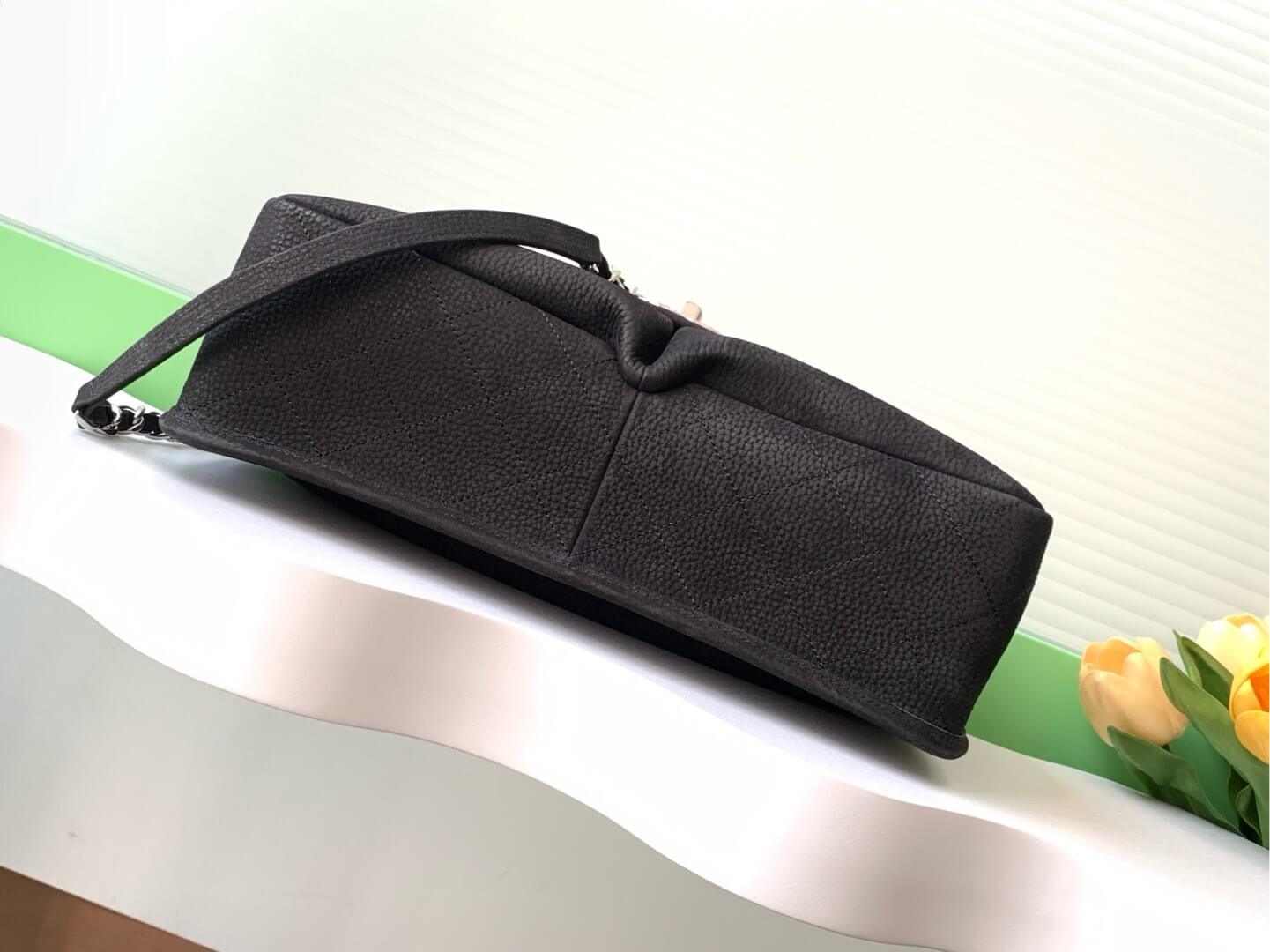 Chanel Single Flap Chain Quilted Nubuck Leather Shoulder Bag - Image 9