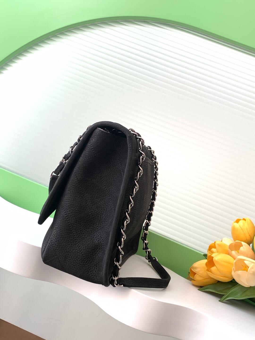 Chanel Single Flap Chain Quilted Nubuck Leather Shoulder Bag - Image 8