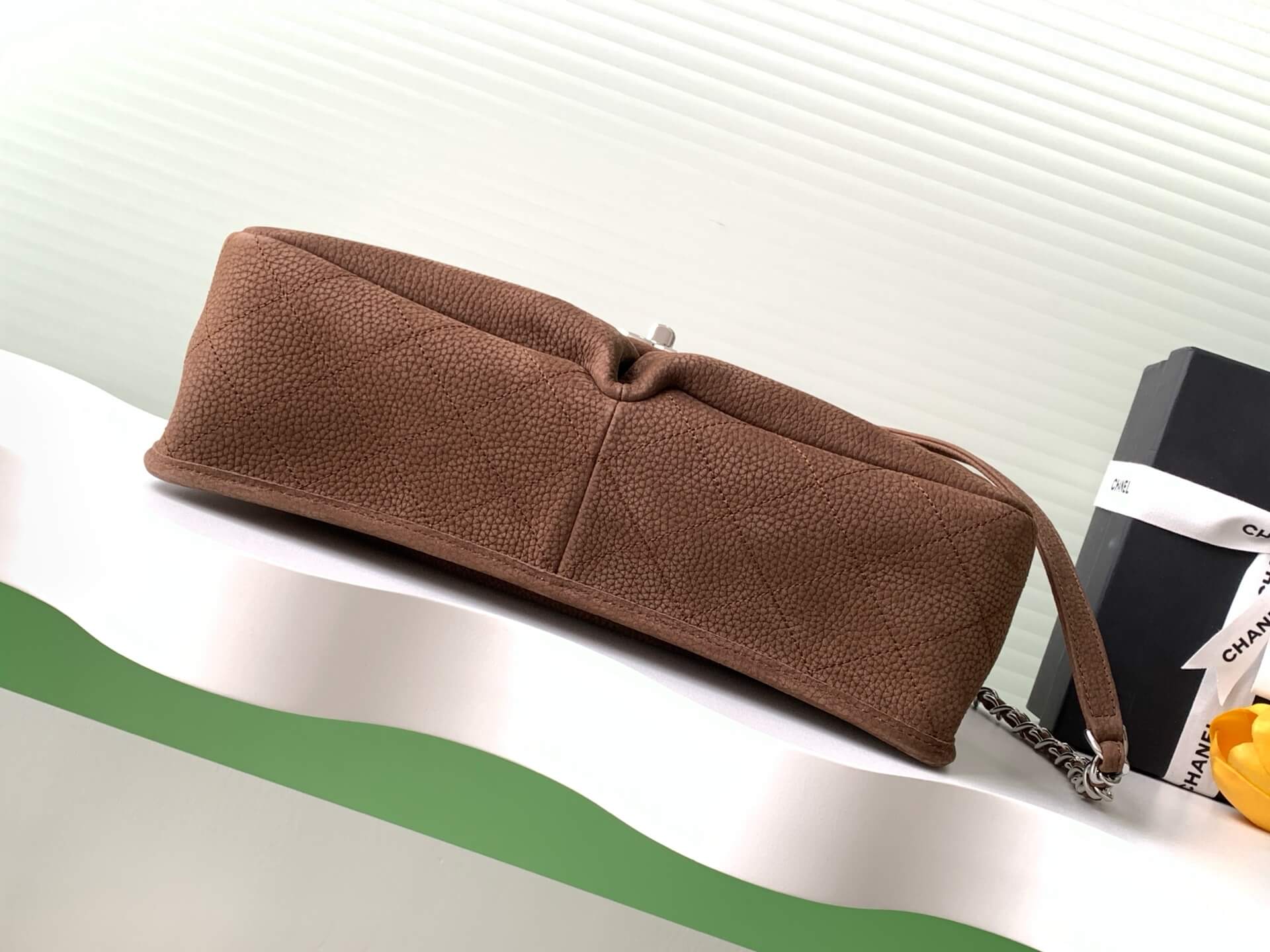 Chanel Single Flap Chain Quilted Nubuck Leather Shoulder Bag - Image 44