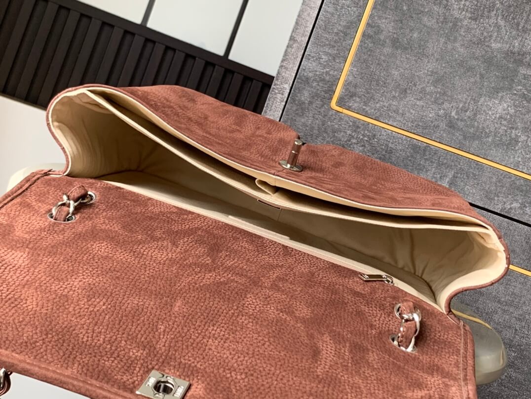 Chanel Single Flap Chain Quilted Nubuck Leather Shoulder Bag - Image 29