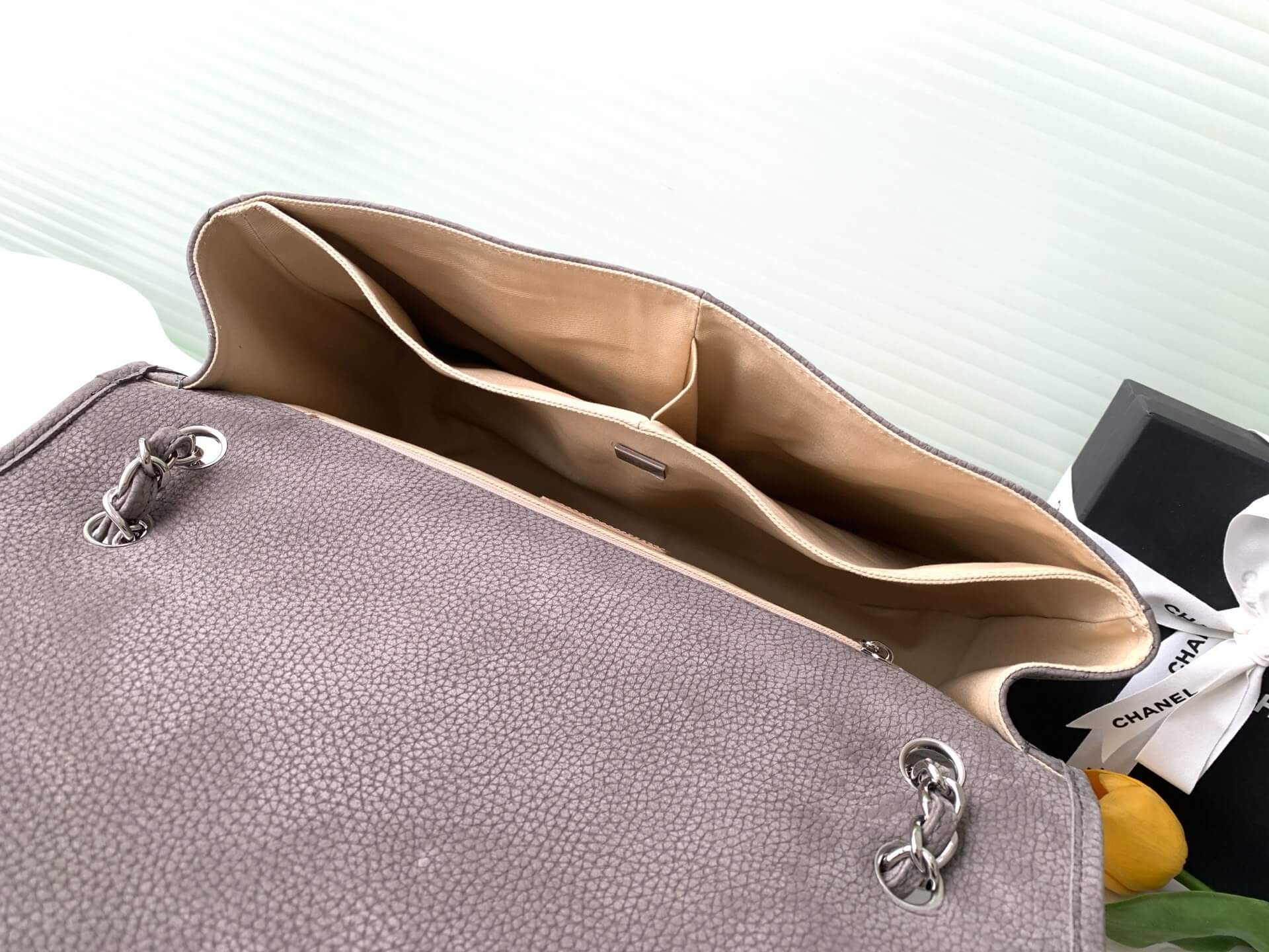 Chanel Single Flap Chain Quilted Nubuck Leather Shoulder Bag - Image 22