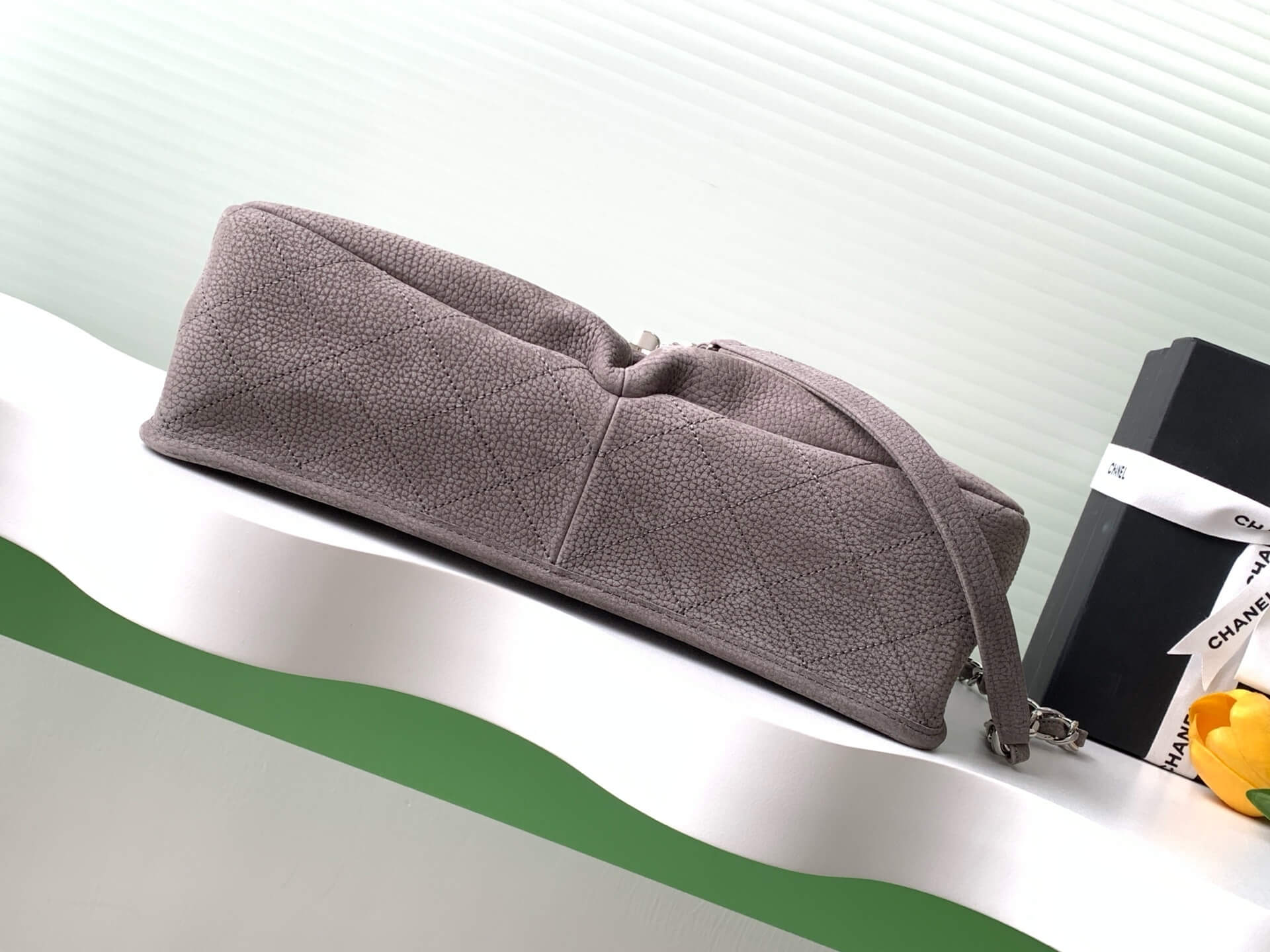 Chanel Single Flap Chain Quilted Nubuck Leather Shoulder Bag - Image 26