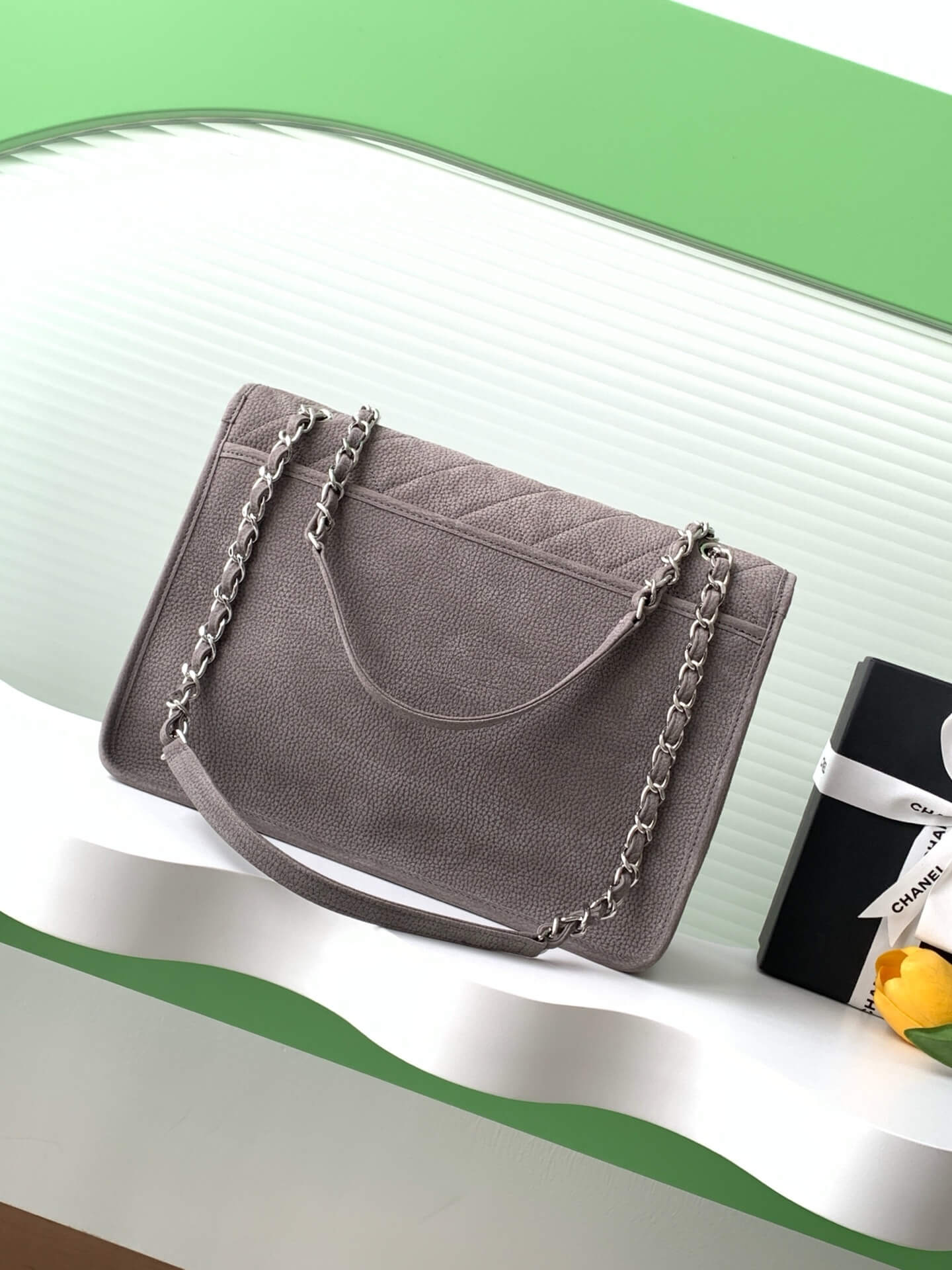 Chanel Single Flap Chain Quilted Nubuck Leather Shoulder Bag - Image 25