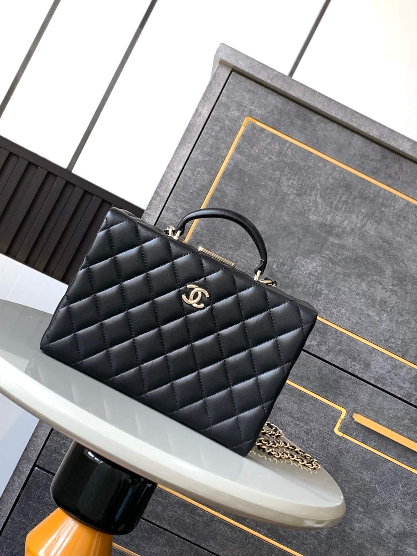Chanel Mini - Small Flap Bag with a Top Handle Quilted Lambskin Leather Shoulder Crossbody Handbag - Image 10