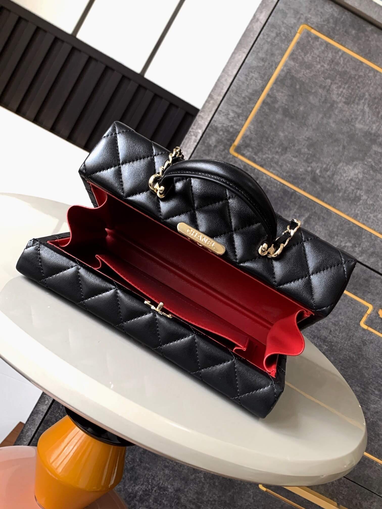 Chanel Mini - Small Flap Bag with a Top Handle Quilted Lambskin Leather Shoulder Crossbody Handbag - Image 12