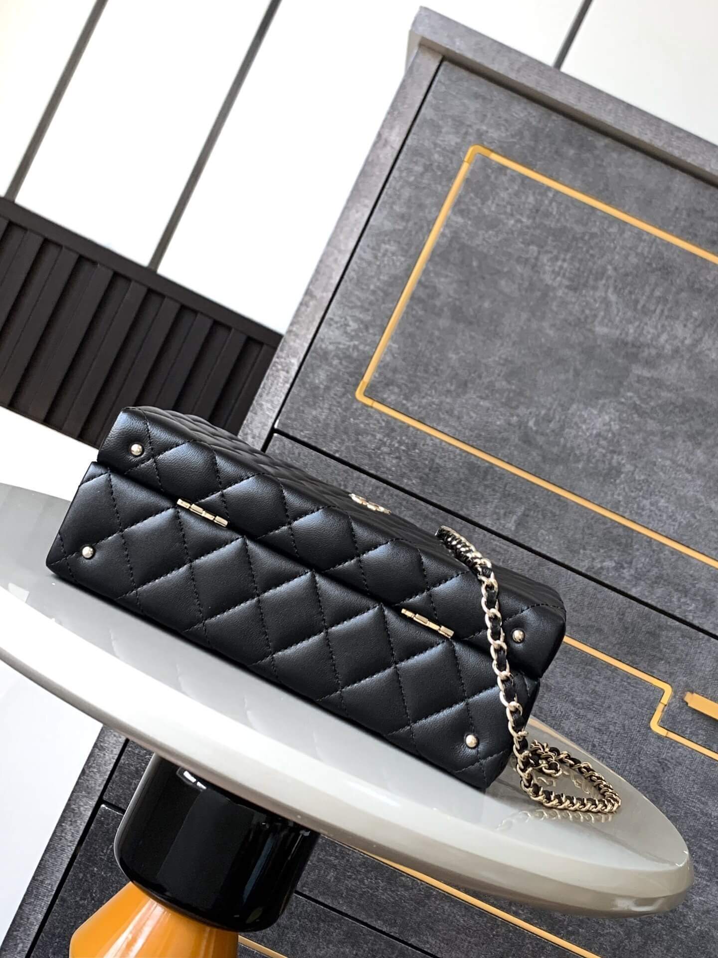 Chanel Mini - Small Flap Bag with a Top Handle Quilted Lambskin Leather Shoulder Crossbody Handbag - Image 18