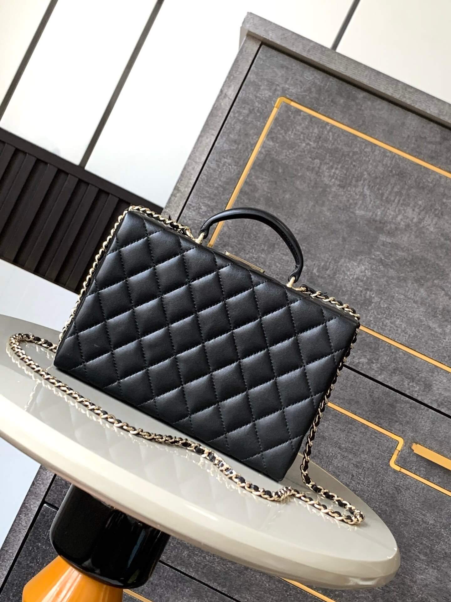 Chanel Mini - Small Flap Bag with a Top Handle Quilted Lambskin Leather Shoulder Crossbody Handbag - Image 11