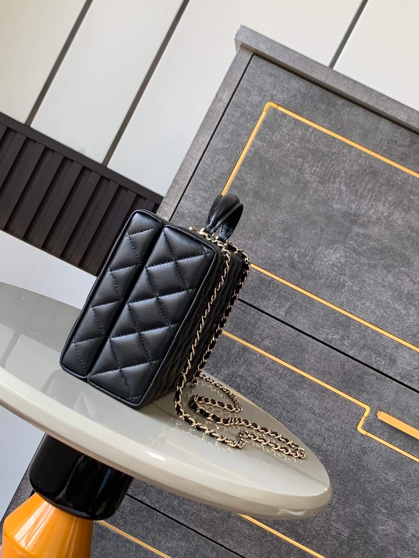 Chanel Mini - Small Flap Bag with a Top Handle Quilted Lambskin Leather Shoulder Crossbody Handbag - Image 17