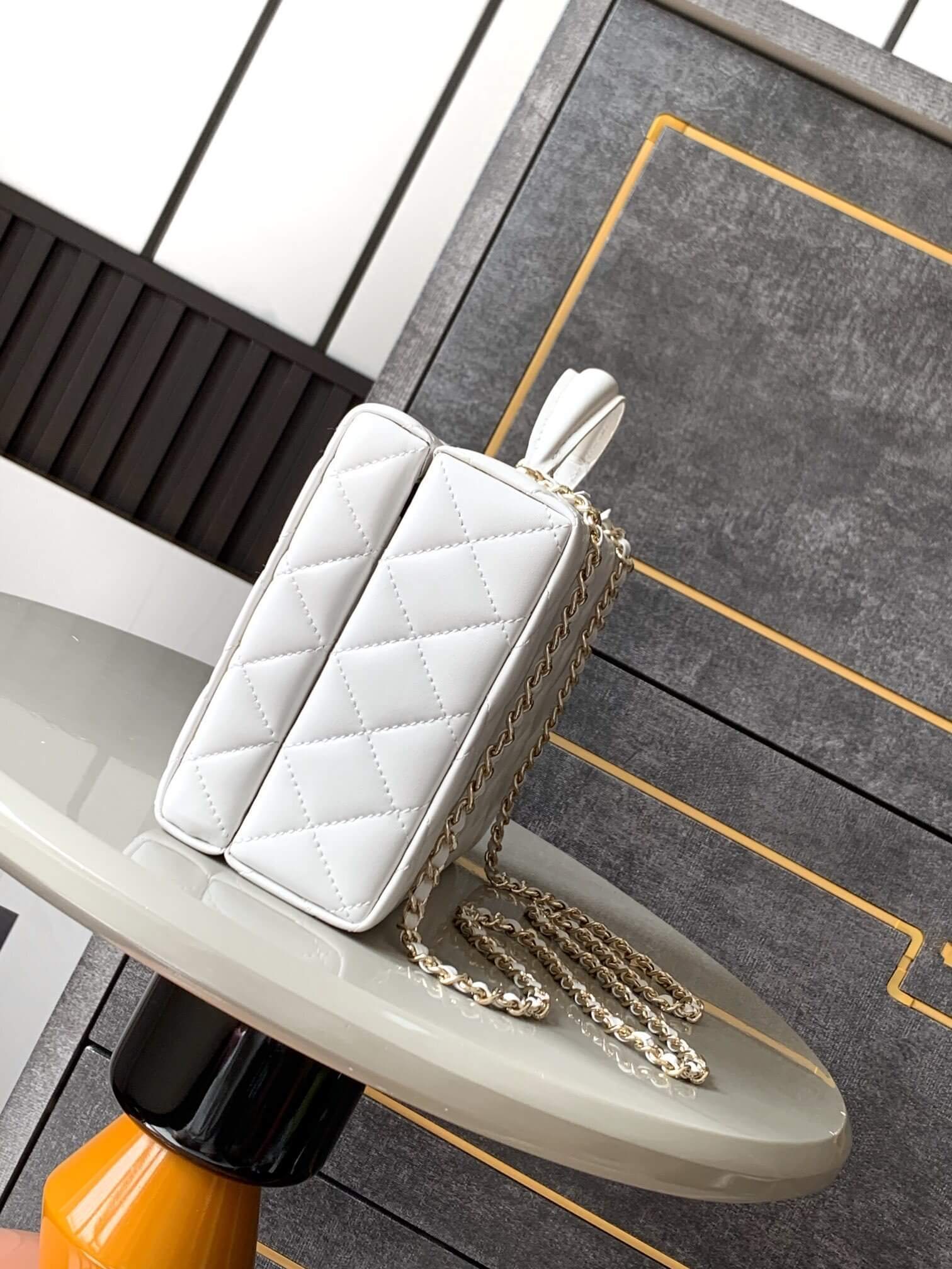 Chanel Mini - Small Flap Bag with a Top Handle Quilted Lambskin Leather Shoulder Crossbody Handbag - Image 35