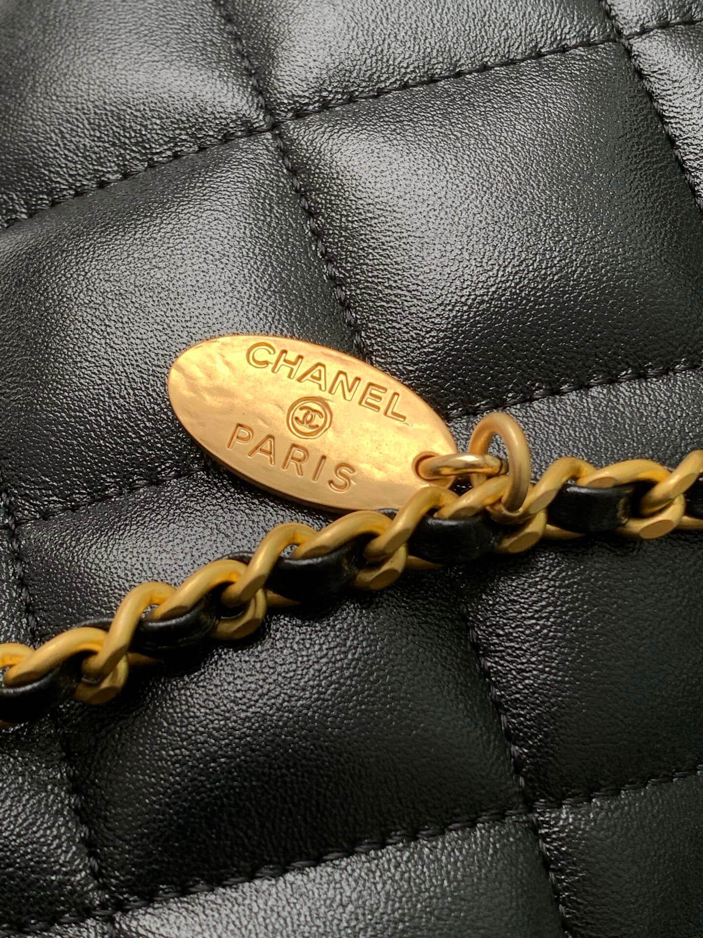 Chanel Small Hobo Quilted Shiny Lambskin Leather Shoulder Bag - Image 6