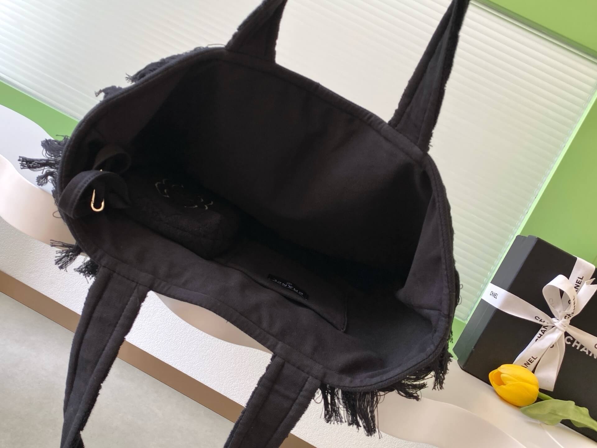 Chanel terry-cloth Coco Beach Tote Shopping Shoulder Bag - Image 12