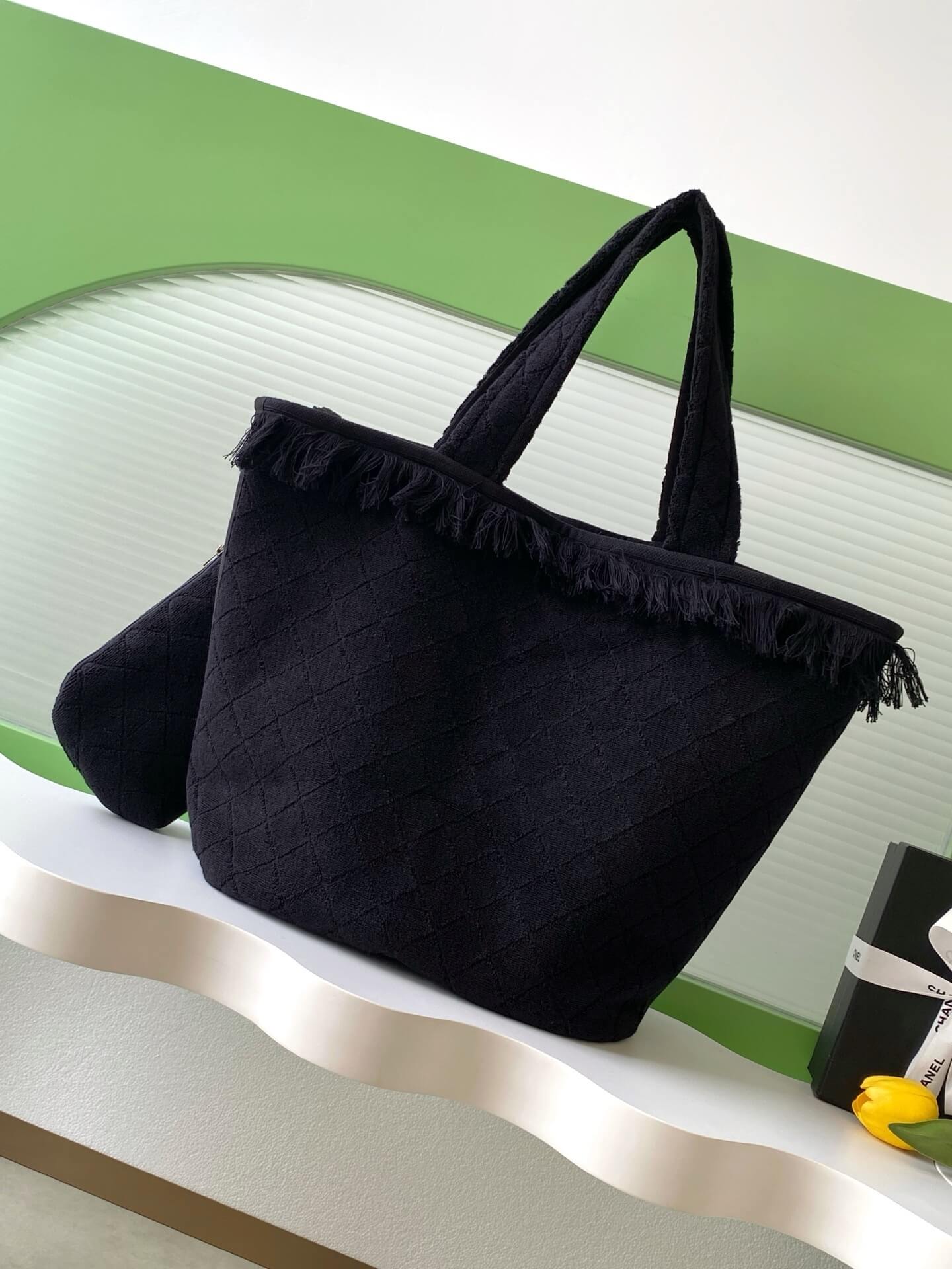 Chanel terry-cloth Coco Beach Tote Shopping Shoulder Bag - Image 11