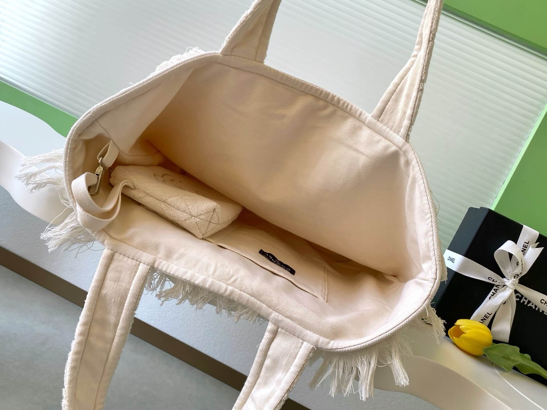 Chanel terry-cloth Coco Beach Tote Shopping Shoulder Bag - Image 3