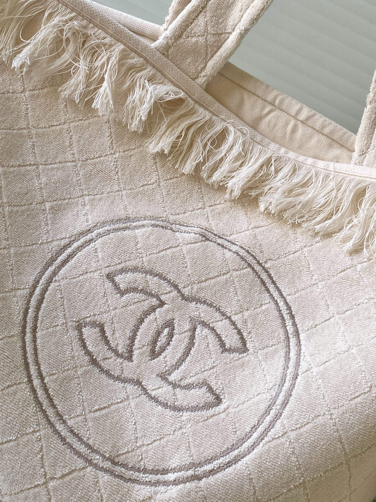 Chanel terry-cloth Coco Beach Tote Shopping Shoulder Bag - Image 5