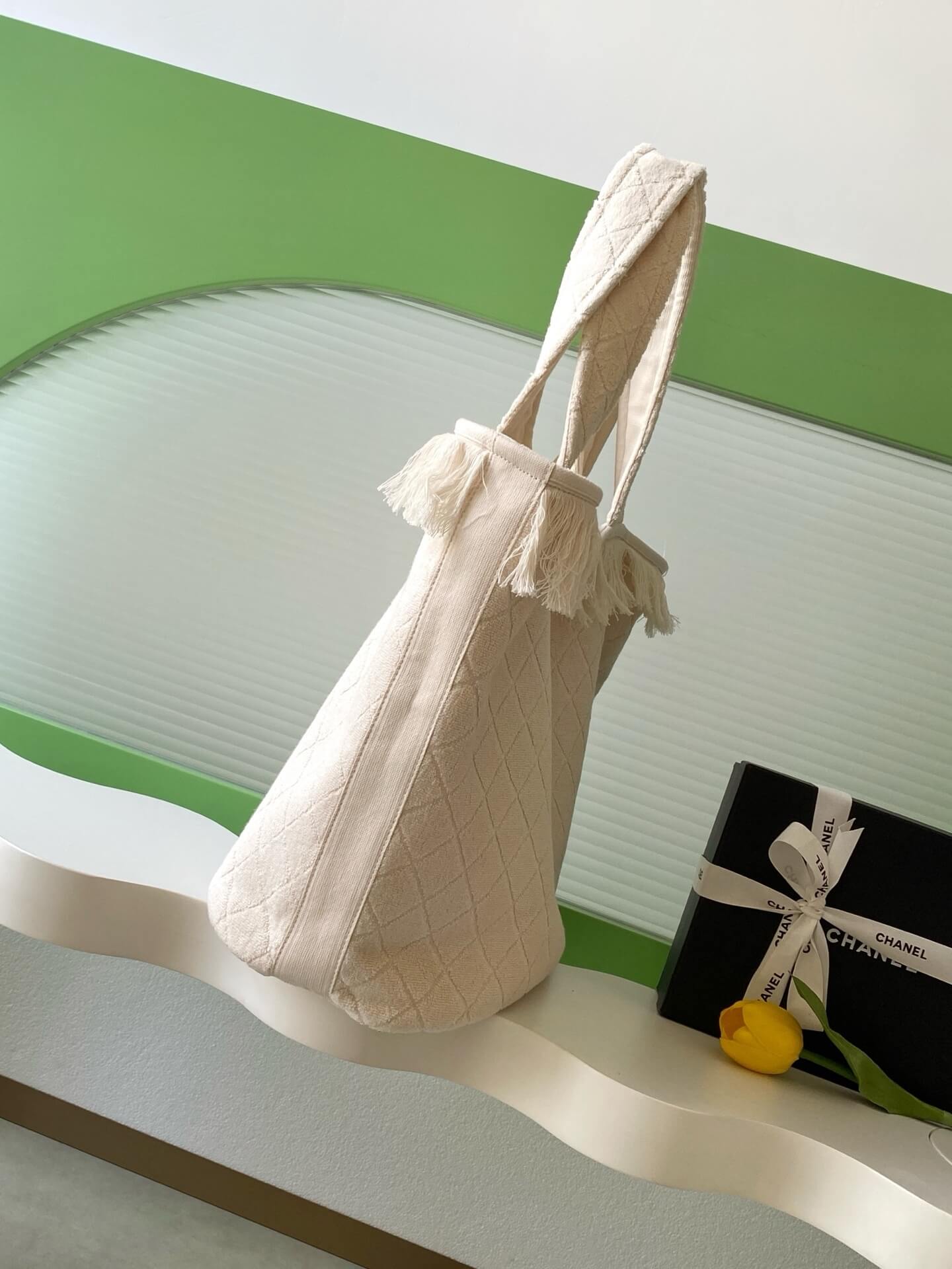 Chanel terry-cloth Coco Beach Tote Shopping Shoulder Bag - Image 8