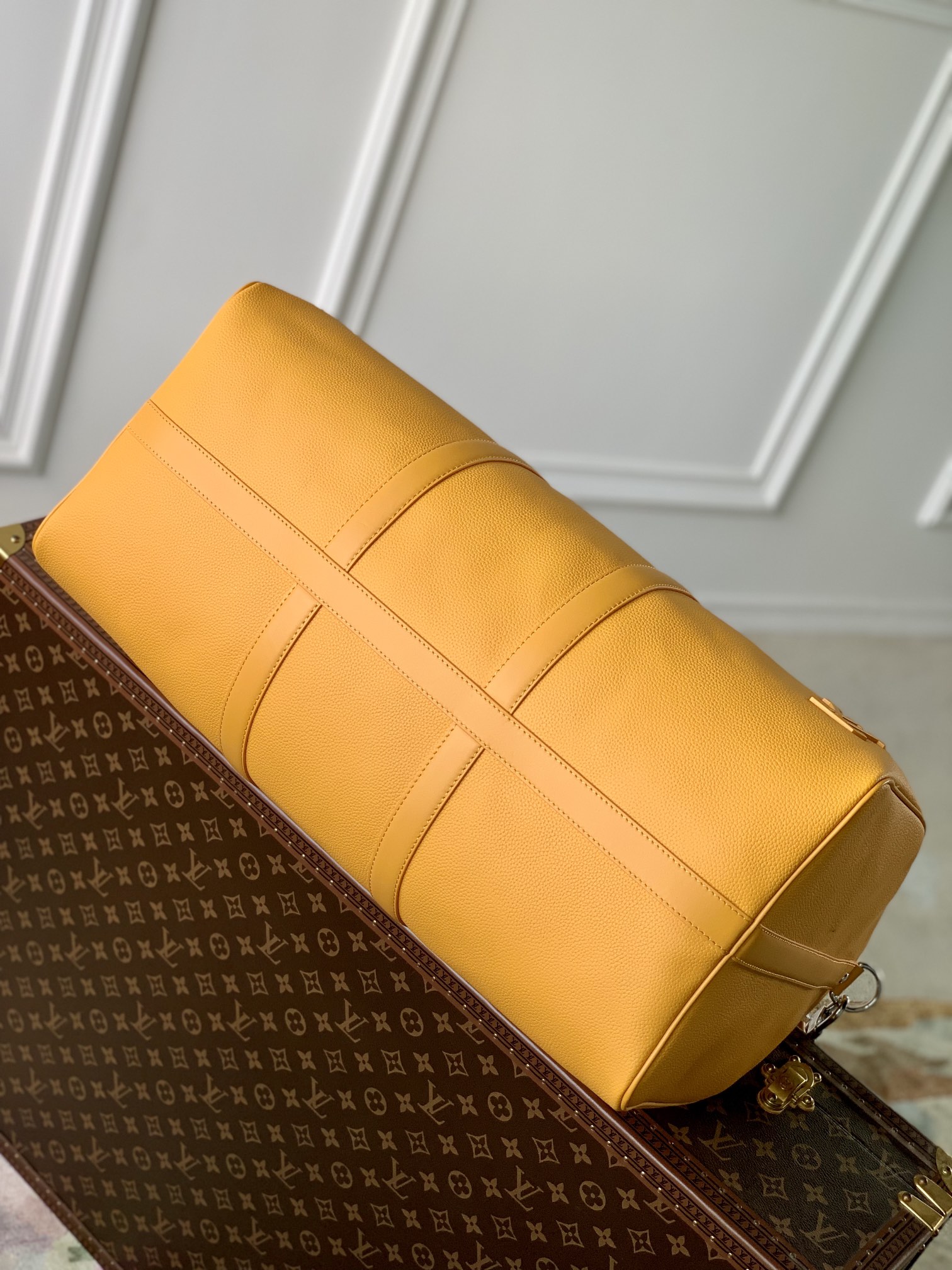 Louis Vuitton LV Aerogram leather Keepall Bandoulière 50 Shoulder Handbag M11693 Ink Blue M21420 Black M21536 Khaki - Orange - Image 35