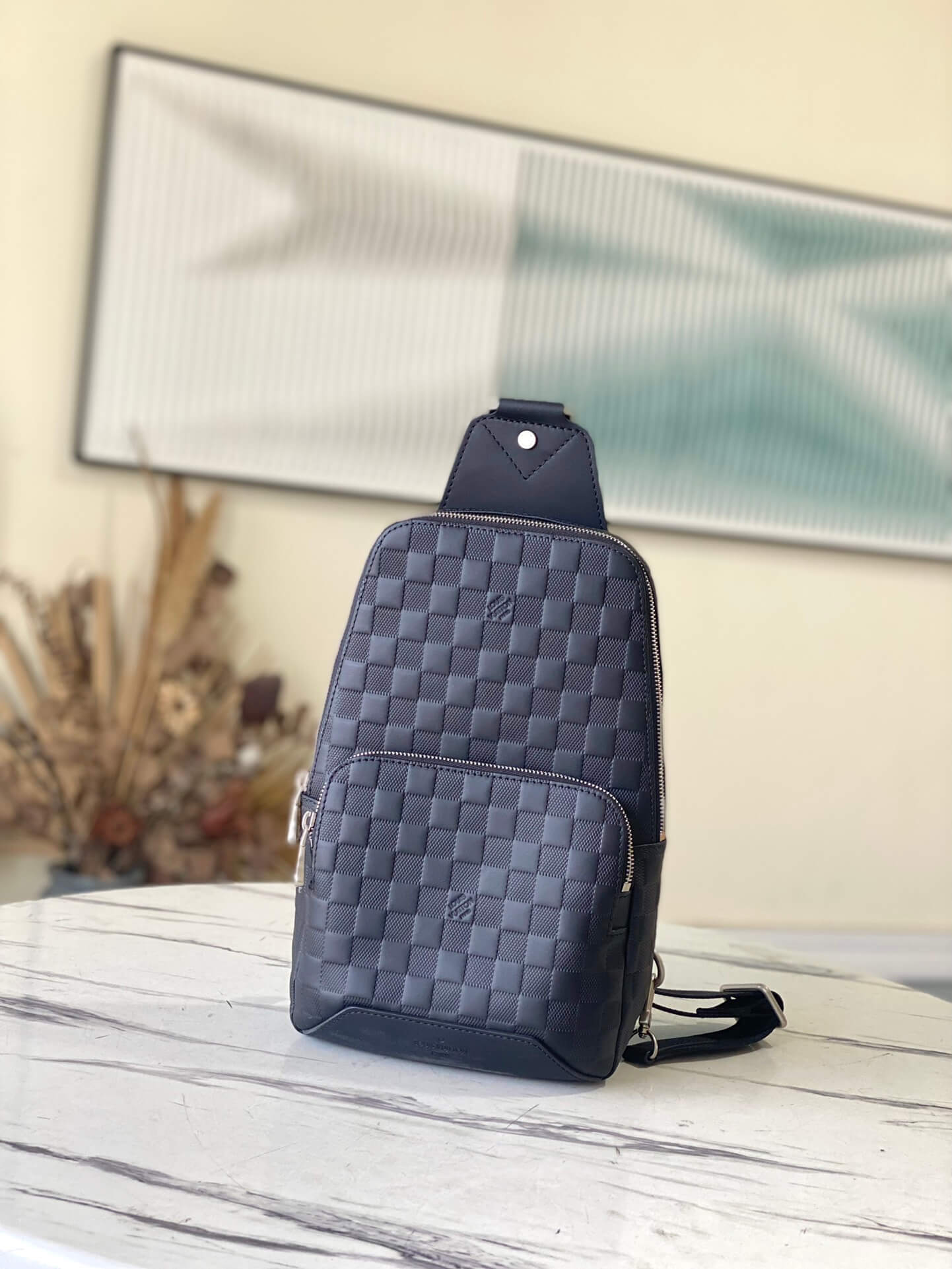 Louis Vuitton LV Damier Infini Cowhide Leather Avenue Sling Bags Crossbody N41720 Black