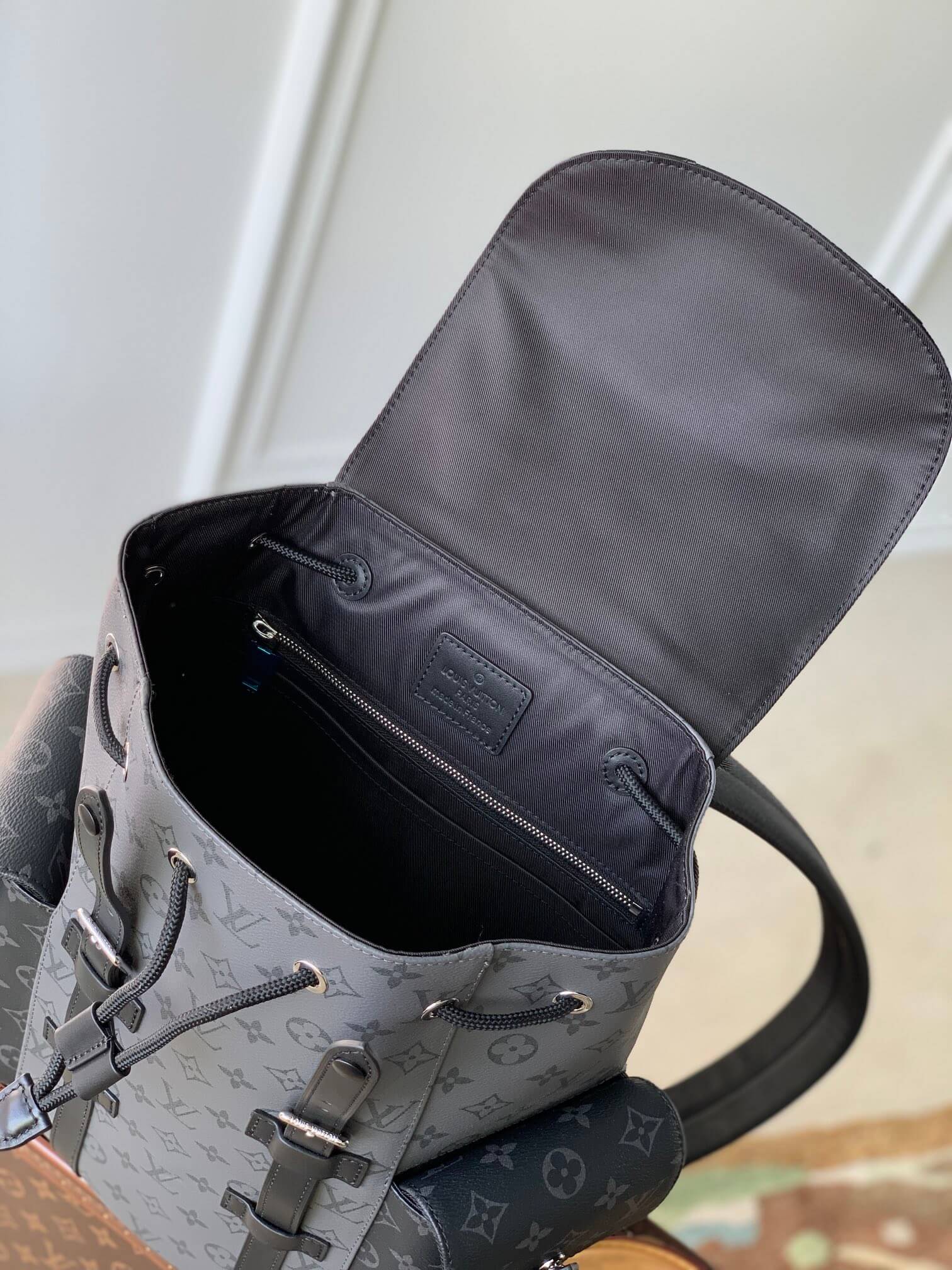 Louis Vuitton LV Monogram Eclipse Reverse canvas Christopher PM Backpack Bag M46331 Black/Grey - Image 3